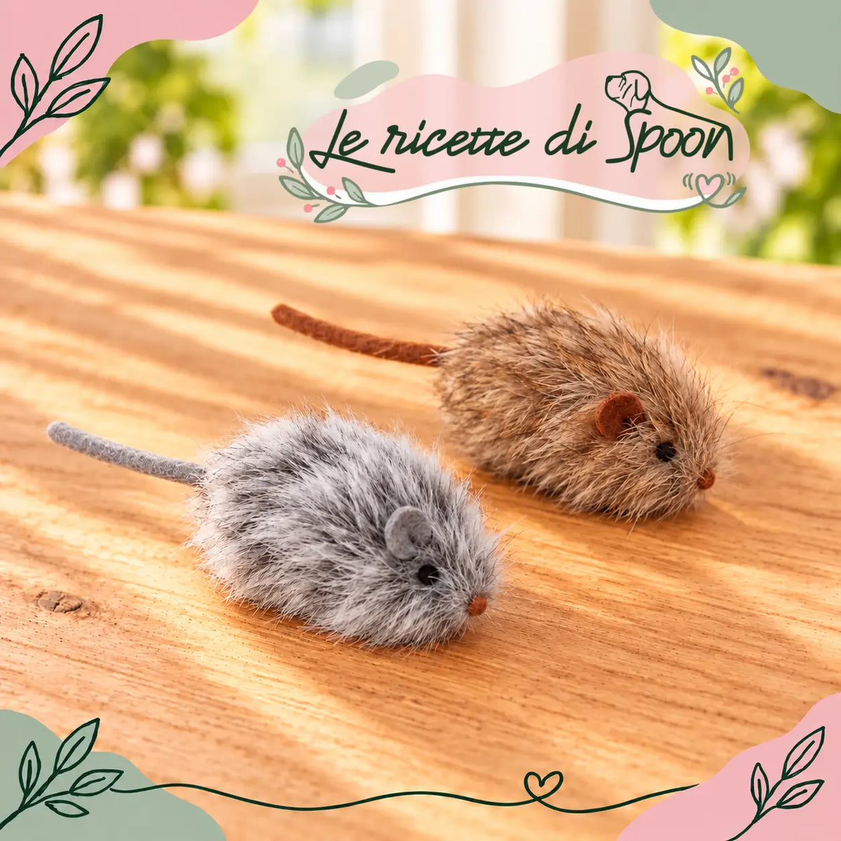Topolini in peluche grigio e marrone – gioco per gatti