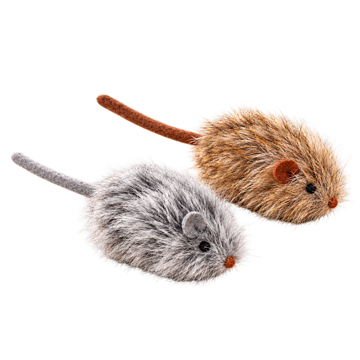 Topolini in peluche grigio e marrone su sfondo trasparente