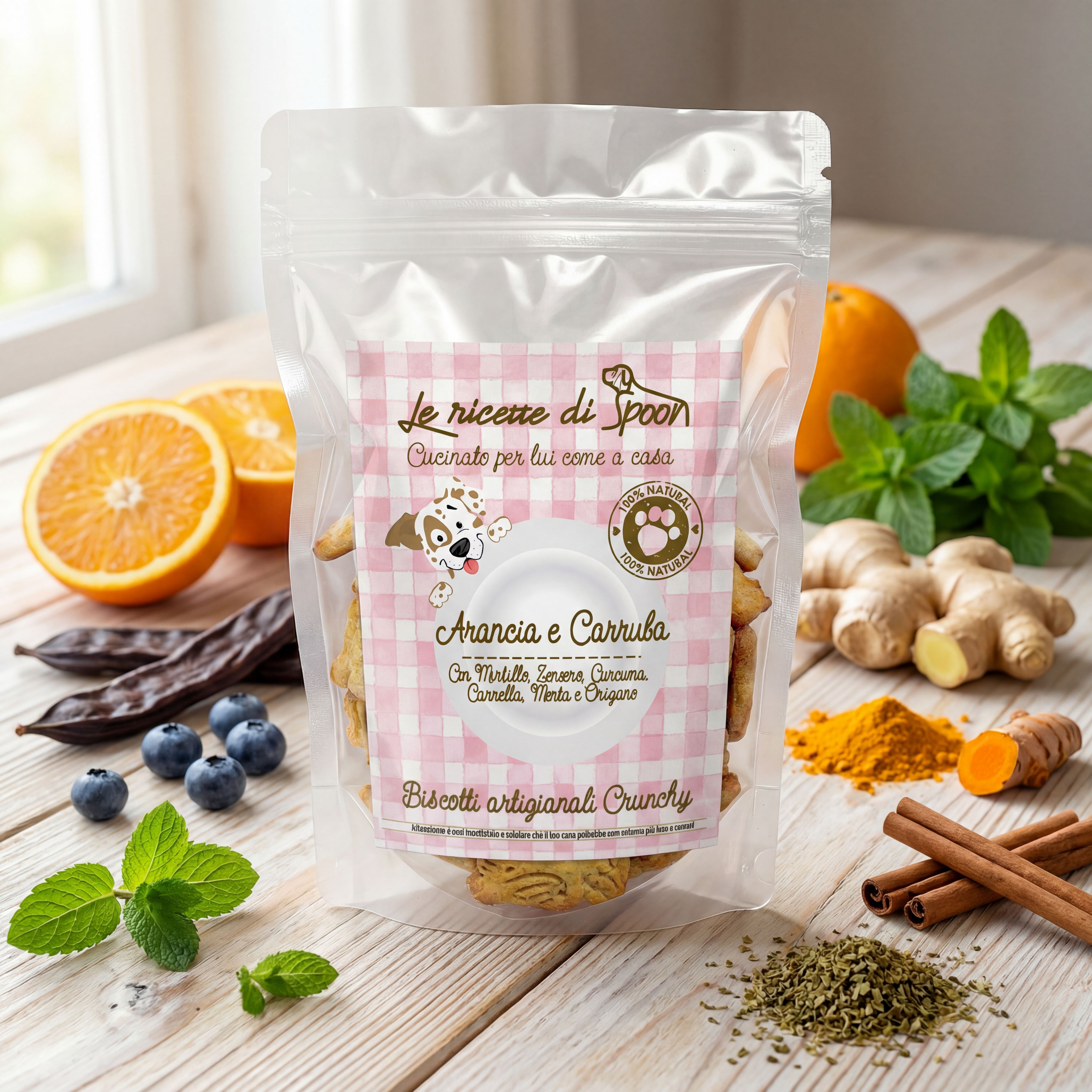 Deliziosi biscotti per cane artigianali Superfood all'arancia e carruba 200 gr