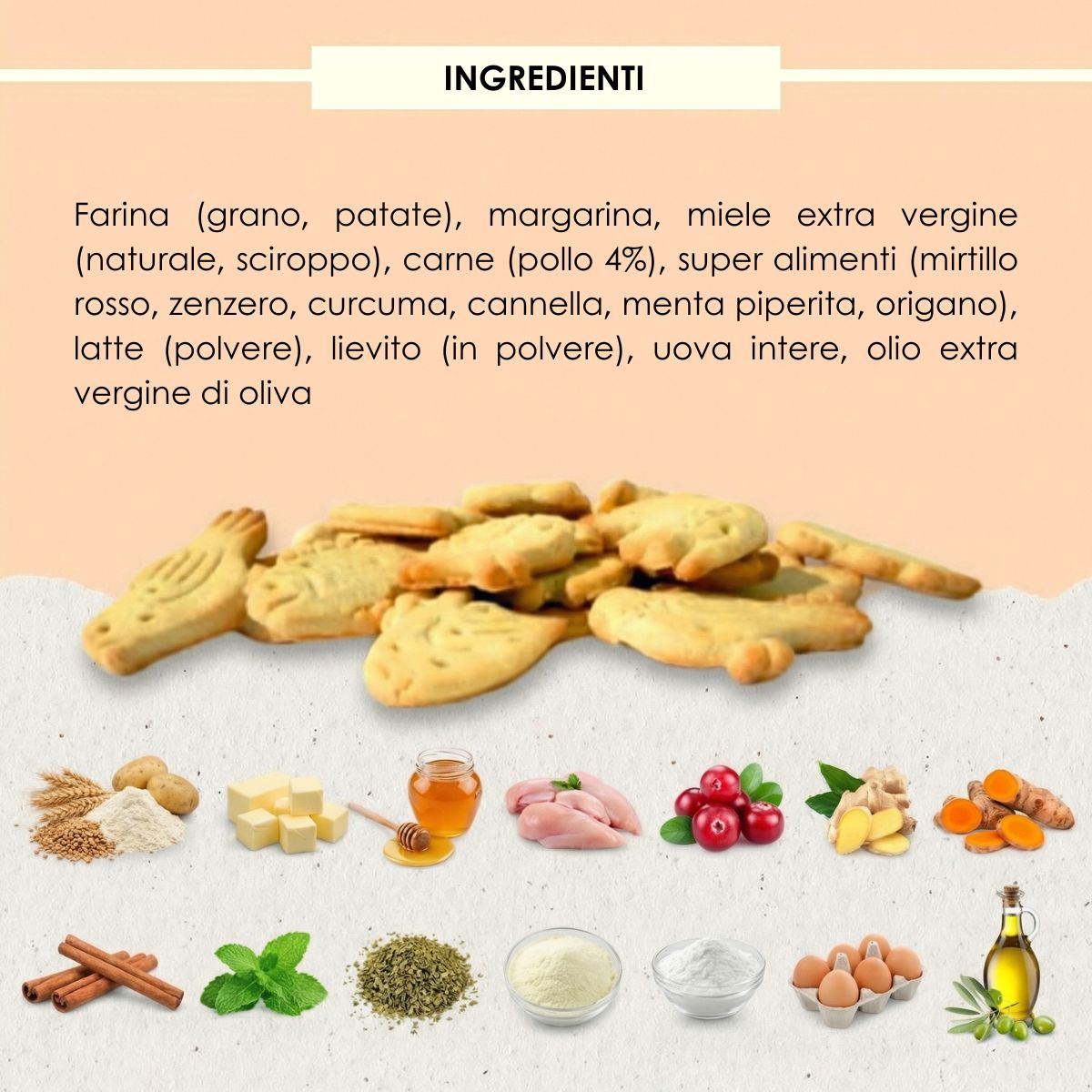 Deliziosi biscotti per cane artigianali Superfood alla Mela e Carote 200 gr