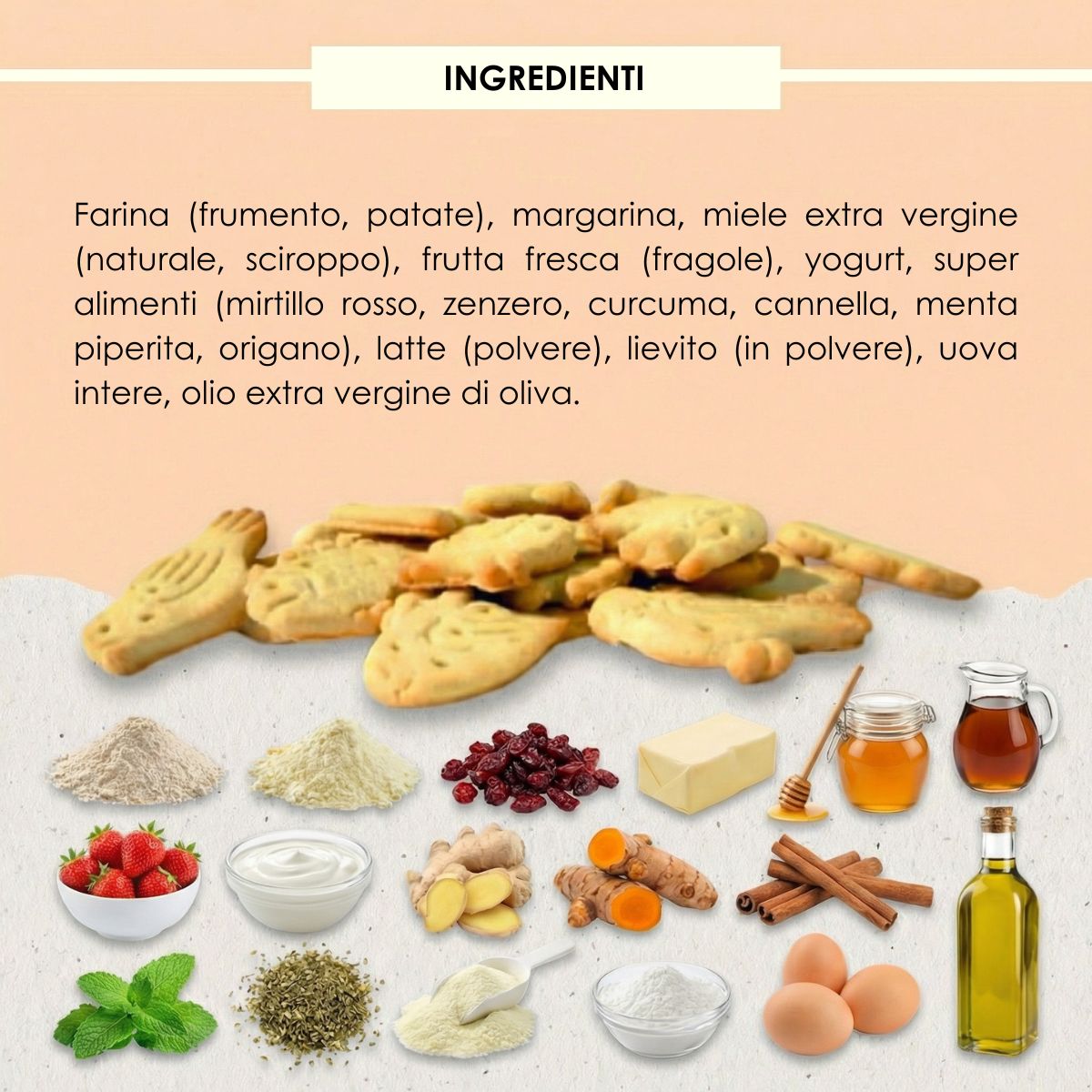 Deliziosi biscotti per cane artigianali Superfood alle Fragole e Yogurt 200 gr