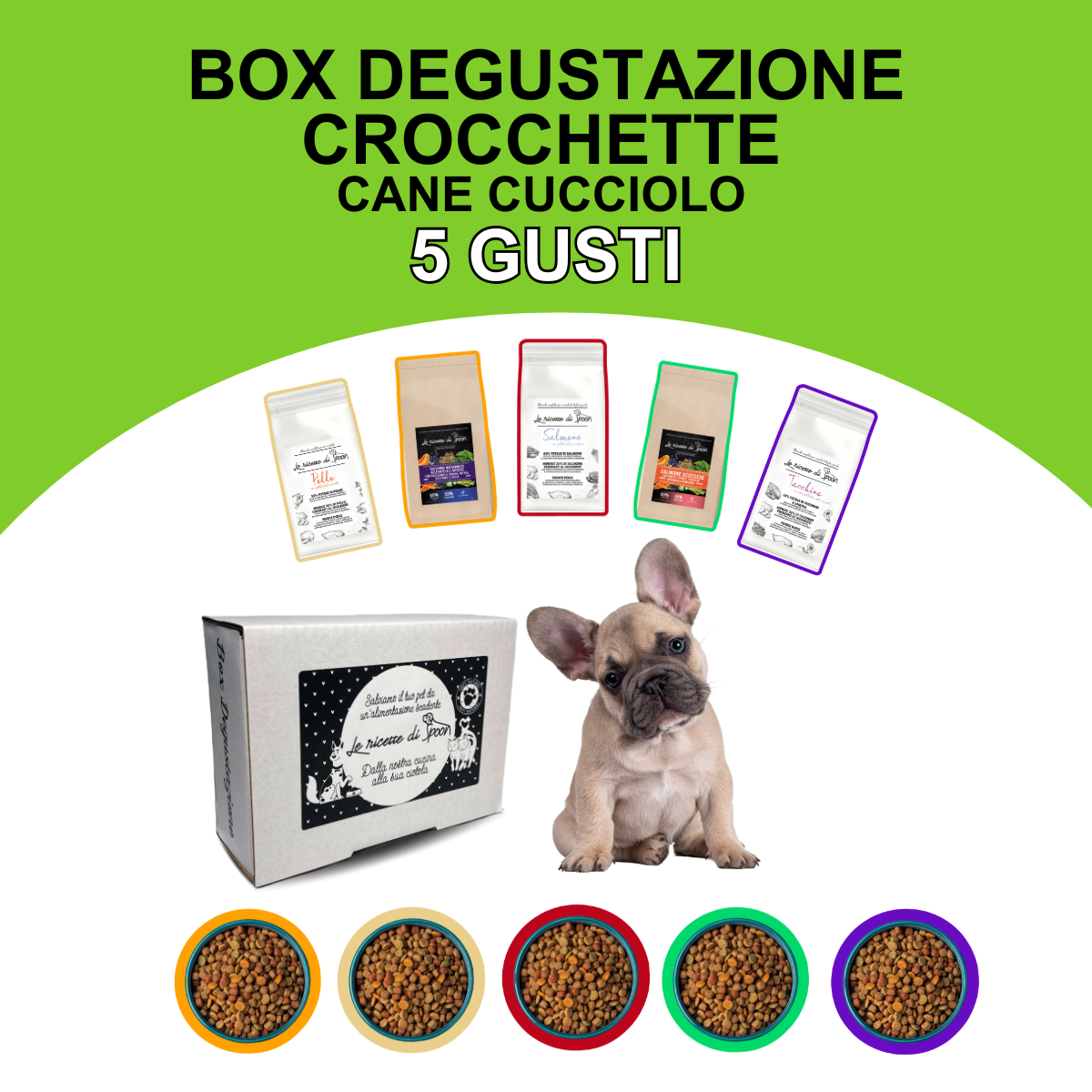 Box Degustazione Crocchette Cane Cucciolo - 6 pacchetti da 100 gr