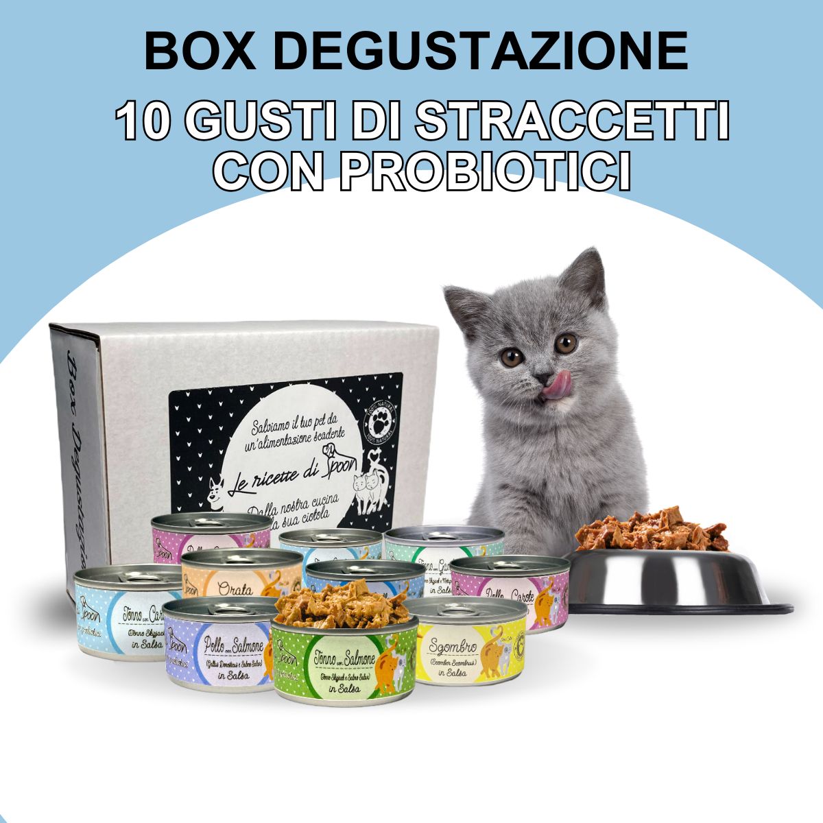 Box Degustazione 10 scatolette (10x85gr) di umido con probiotici gatto