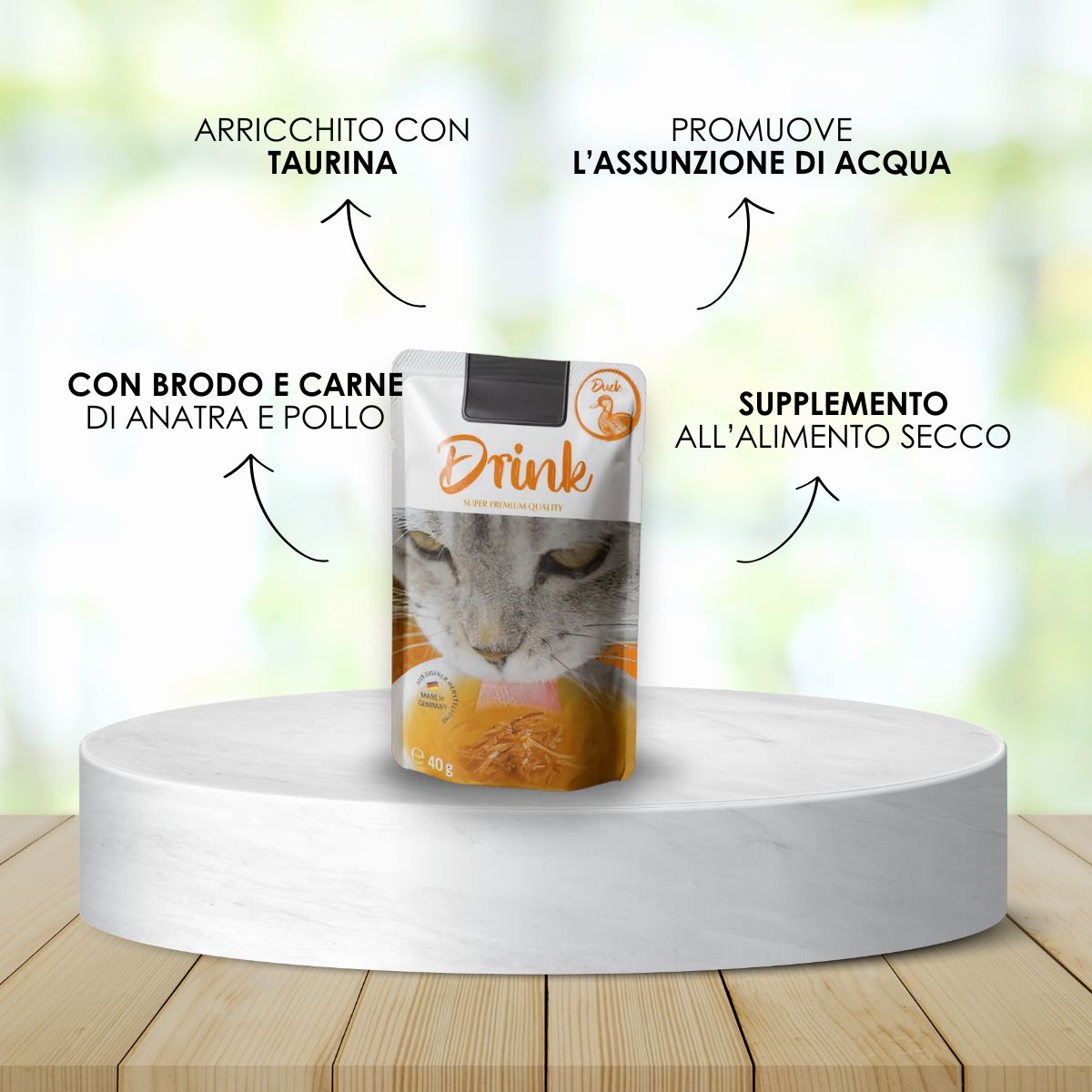 Drink all'ANATRA per un’adeguata idratazione del tuo gatto