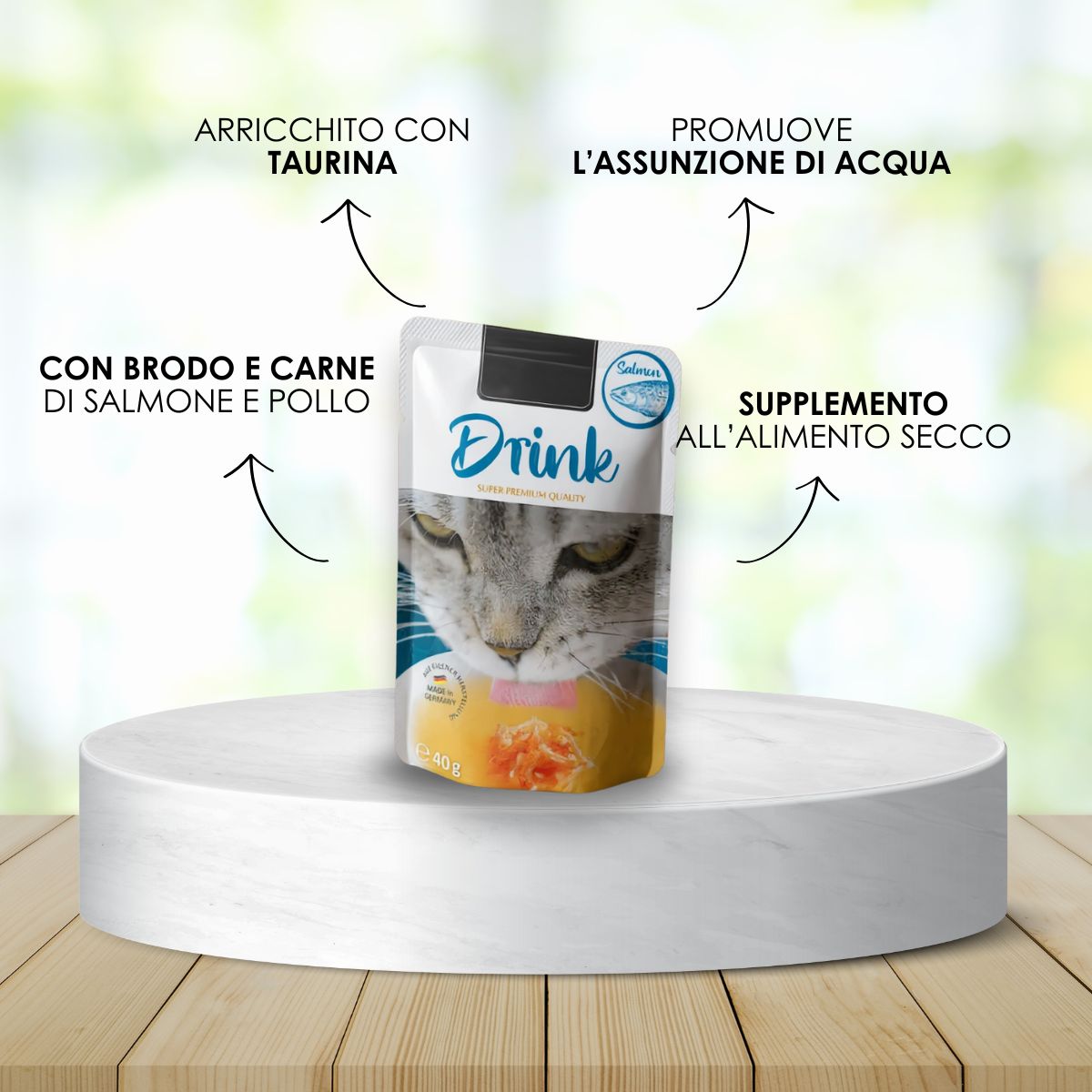 Drink al SALMONE per un’adeguata idratazione del tuo gatto