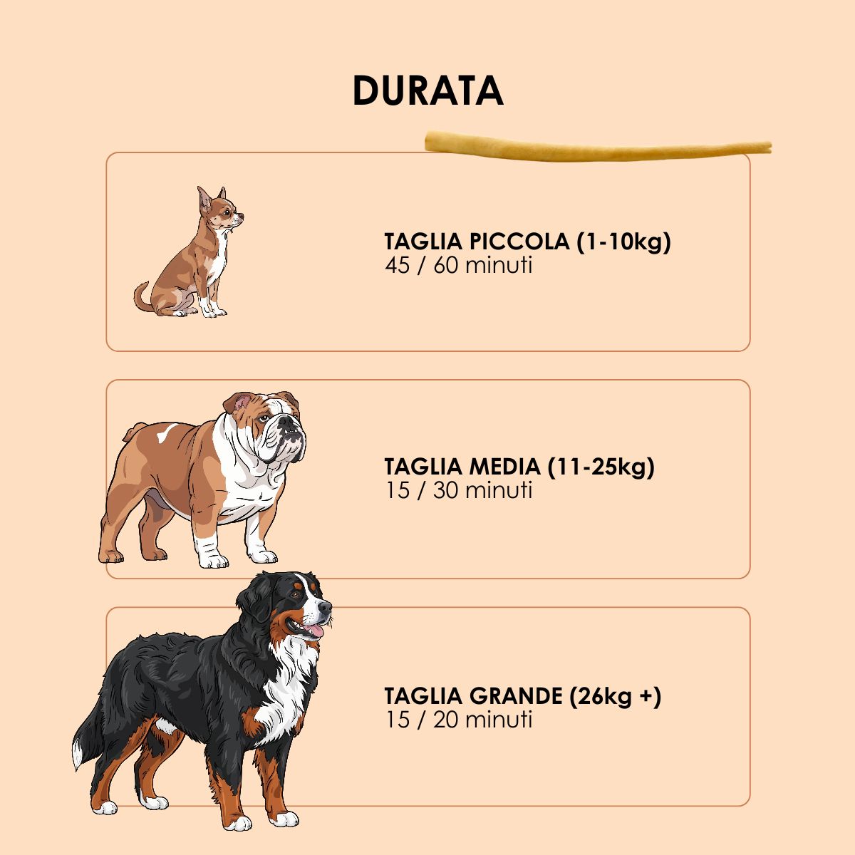 Snack funzionale Naturale per Cani: Coda di Manzo essiccata al naturale 100 g (4 Pz da 15cm)