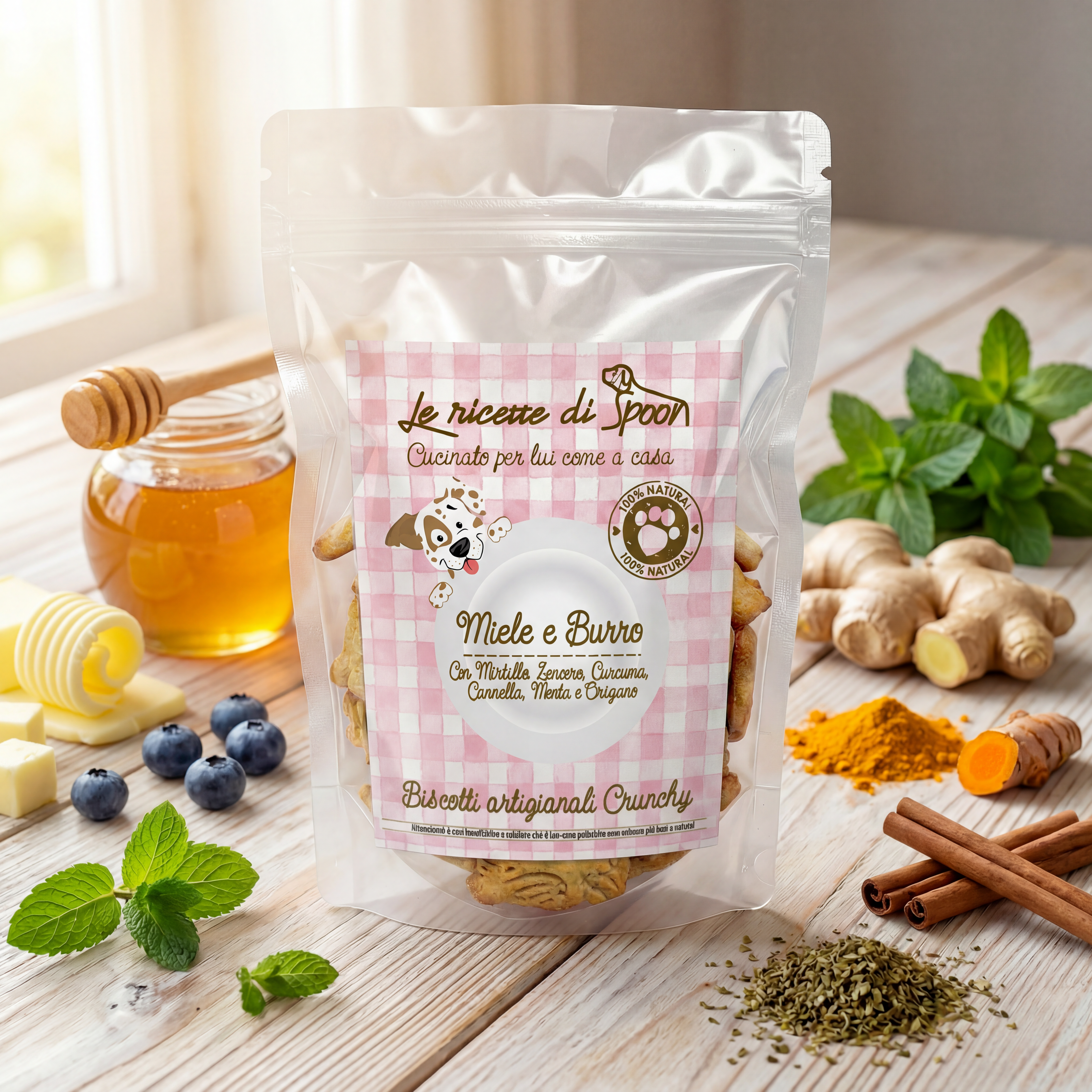 Deliziosi biscotti per cane artigianali Superfood al Miele e Burro 200 gr