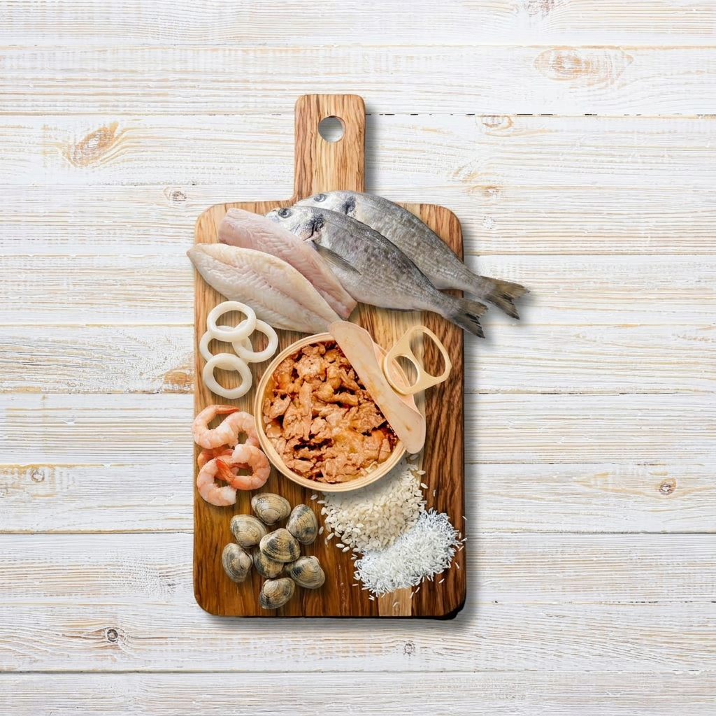 Le Ricette Semplici | Umido Naturale | Orata, Branzino e Sogliola con Sapori di Scoglio, acqua di cottura ed un pizzico di riso, cotti al vapore in vasetto 70 g