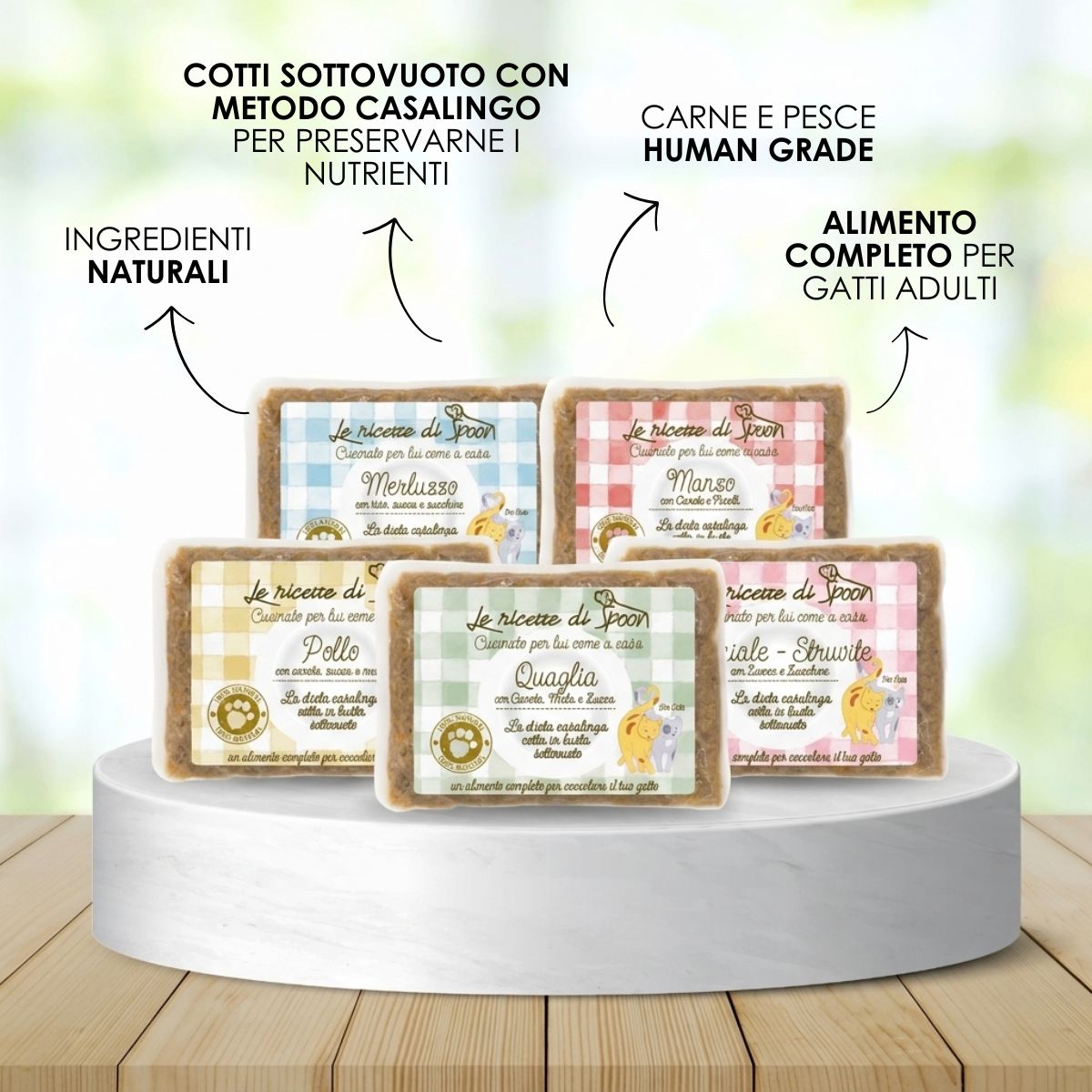 Pappa Casalinga alimento completo per Gatto adulto: Quaglia con Carota, Mela e Zucca cotta in busta sottovuoto 85g