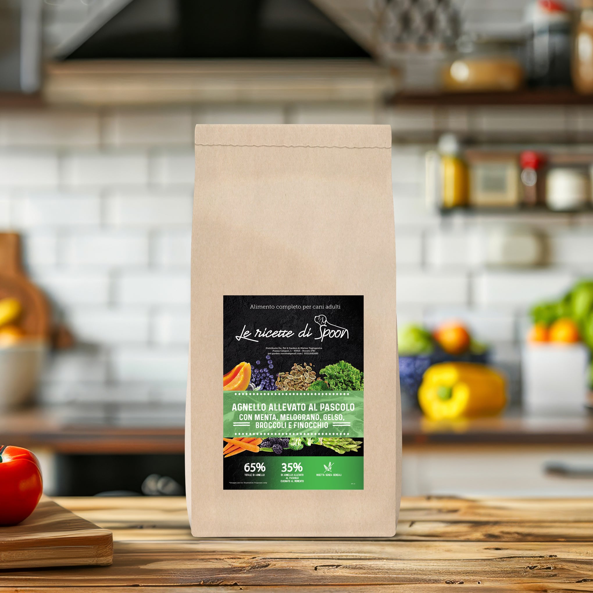 Monoproteico Agnello Allevato al Pascolo con Menta, Melograno, Gelso, Broccoli e Finocchio - Crocchette Cane Adulto Taglia Media/Grande Superproteiche  Grain Free (65% Carne Human Grade)