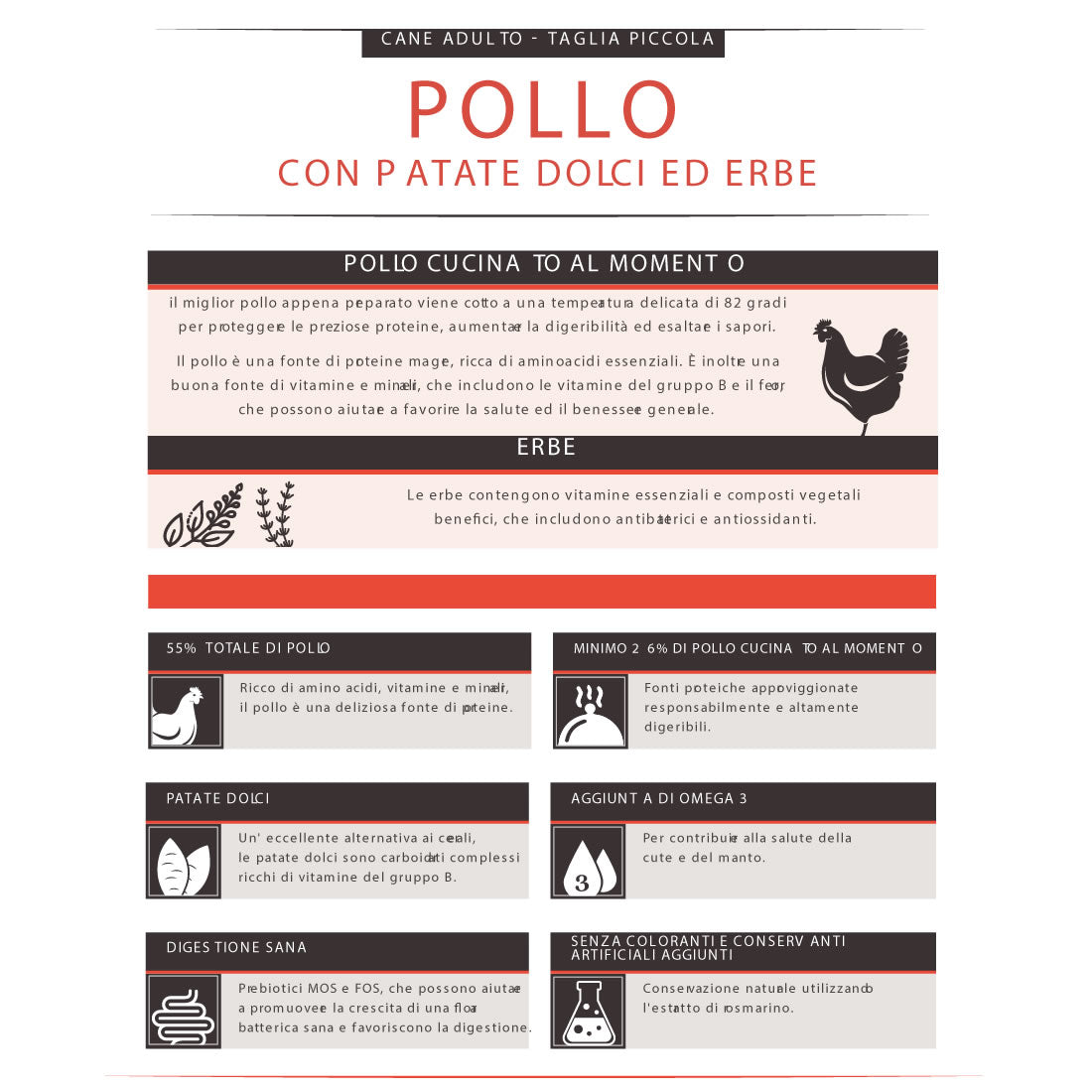 Monoproteico Pollo Ruspante con Patate Dolci e Erbe Officinali- Crocchette Cane Adulto Taglia Piccola Grain Free (55% Carne Human Grade)