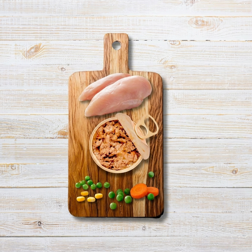 Le Ricette Semplici | Umido Naturale | Tenero Polletto con Carote e Piselli, acqua di cottura ed un pizzico di riso, cotti al vapore in vasetto 70 g
