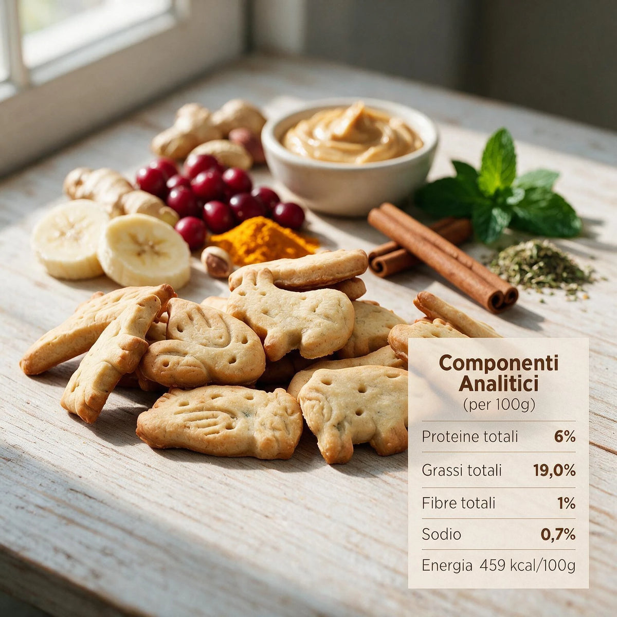 Deliziosi biscotti per cane artigianali Superfood Banana e Arachidi 200 gr