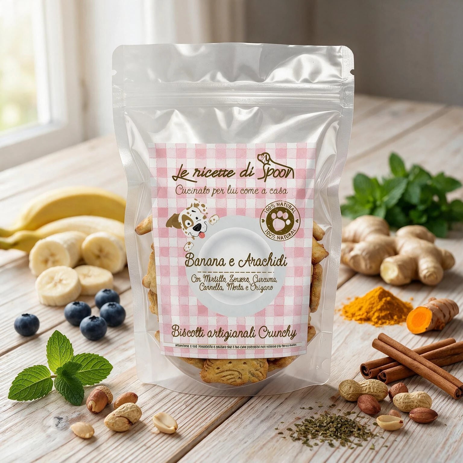 Deliziosi biscotti per cane artigianali Superfood Banana e Arachidi 200 gr