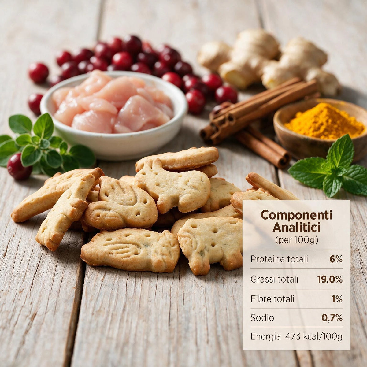 Deliziosi biscotti per cane artigianali Superfood Tacchino e Origano 200 gr
