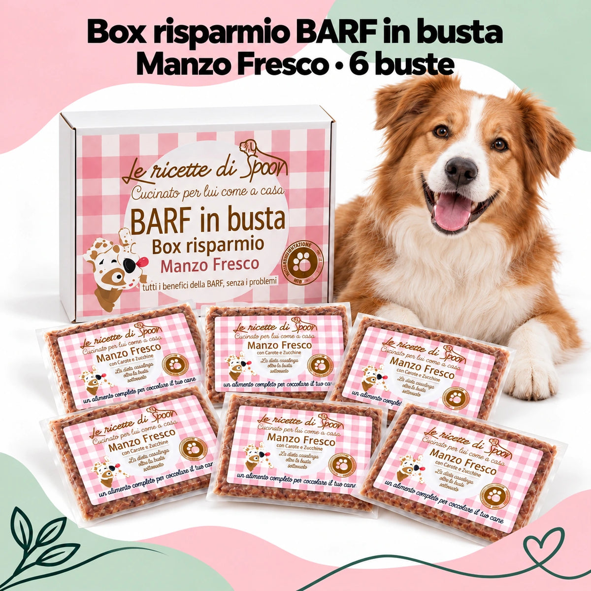 Box risparmio BARF in busta Manzo – sei buste dello stesso gusto