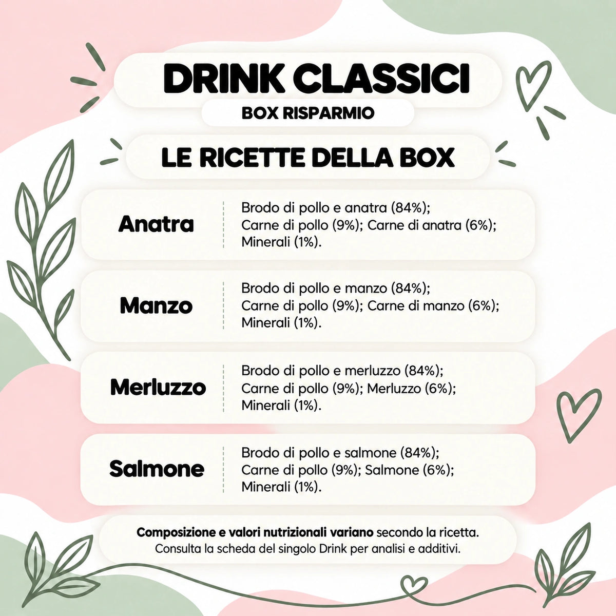 Box Risparmio Drink Classici — 60 × 40 g — ricette