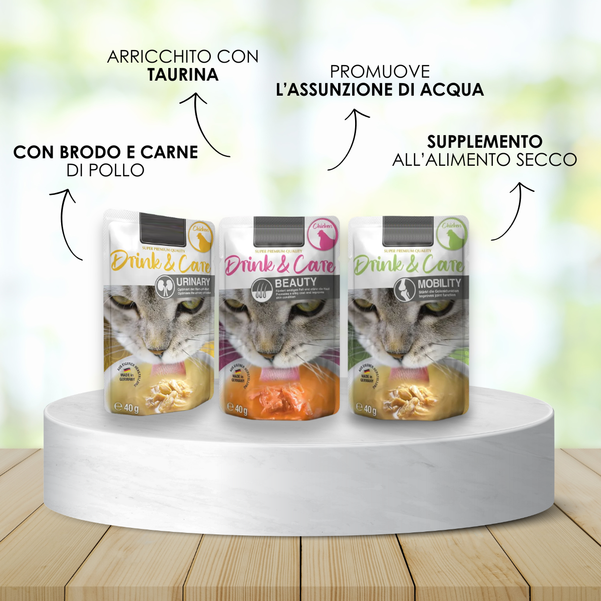 Box degustazione Drink Funzionali gatto (12x40gr) - Urinary, Mobility e Beauty