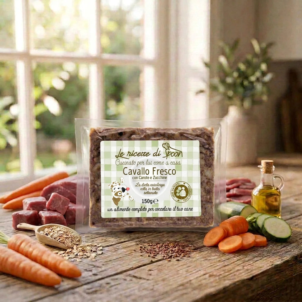 La BARF in Busta — Cavallo Fresco con Carote e Zucchine | Alimento completo per Cane adulto