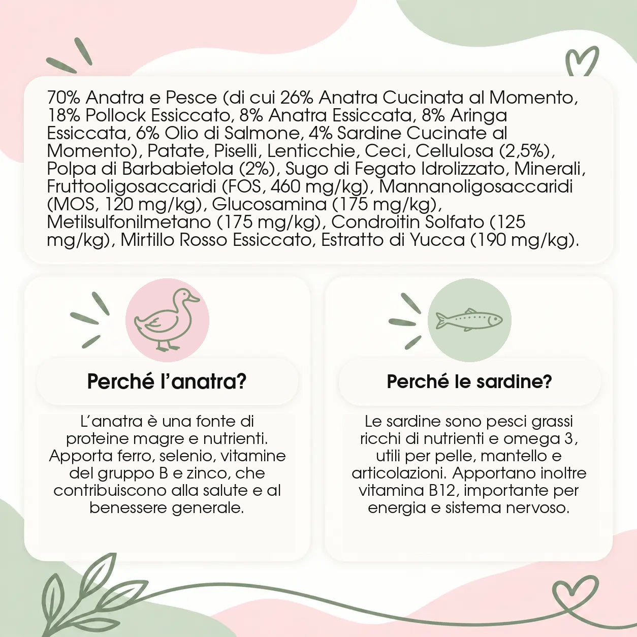 Anatra con Sardine - Crocchette Grain Free Gatto Adulto Sterilizzato Superproteiche (70% Carne Human Grade)