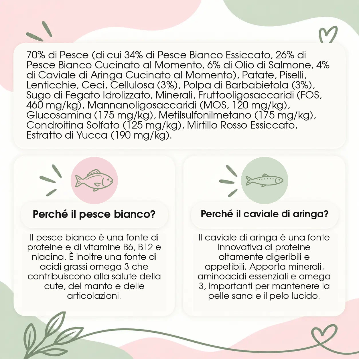 Pesce Bianco con Caviale di Aringa - Crocchette Grain Free Gatto Adulto Sterilizzato Superproteiche (70% Carne Human Grade)