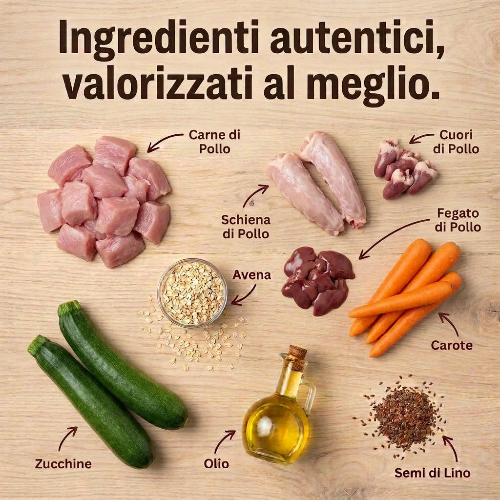 La BARF in Busta — Pollo Fresco con Carote e Zucchine | Alimento completo per Cane adulto