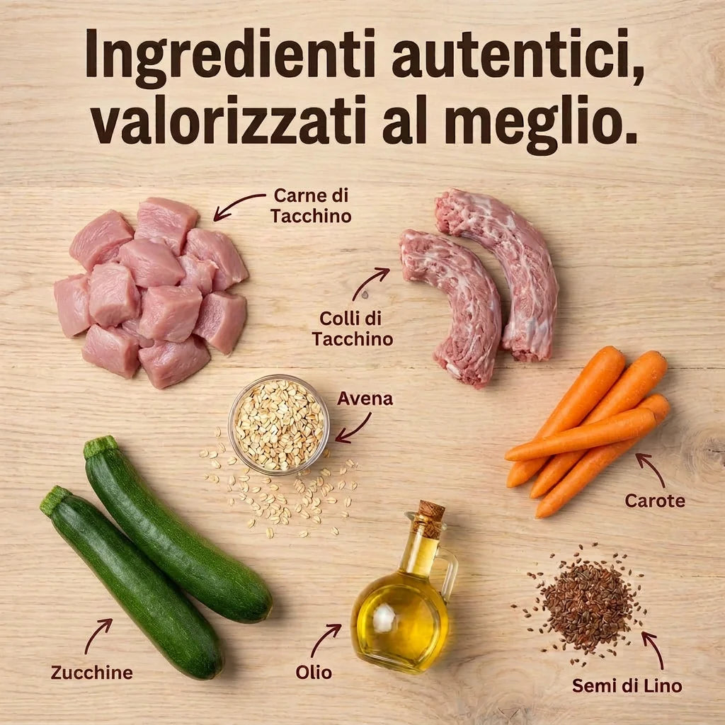 La BARF in Busta — Tacchino Fresco con Carote e Zucchine | Alimento completo per Cane adulto