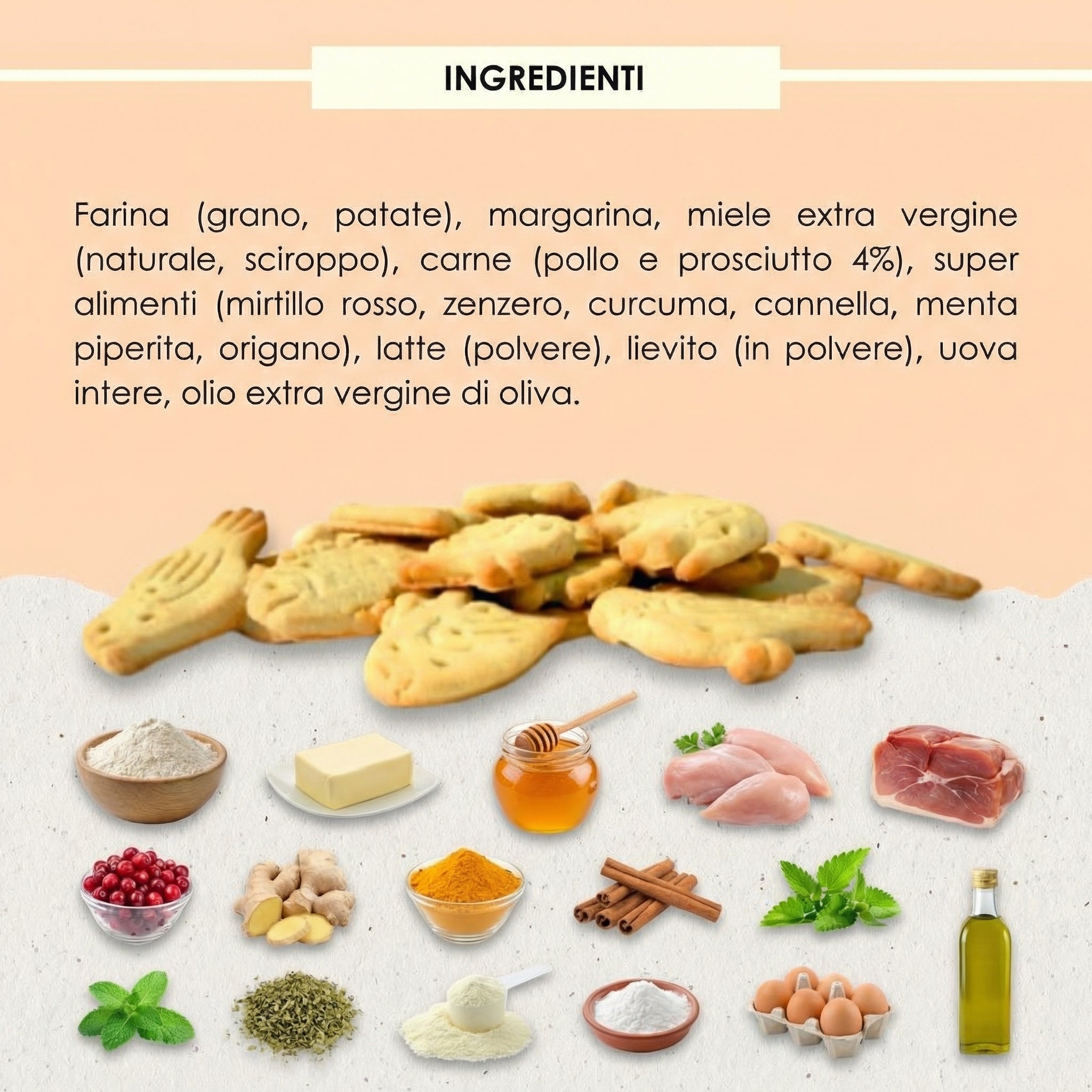 Deliziosi biscotti per cane artigianali Superfood alla Salsiccia e Erbe 200 gr