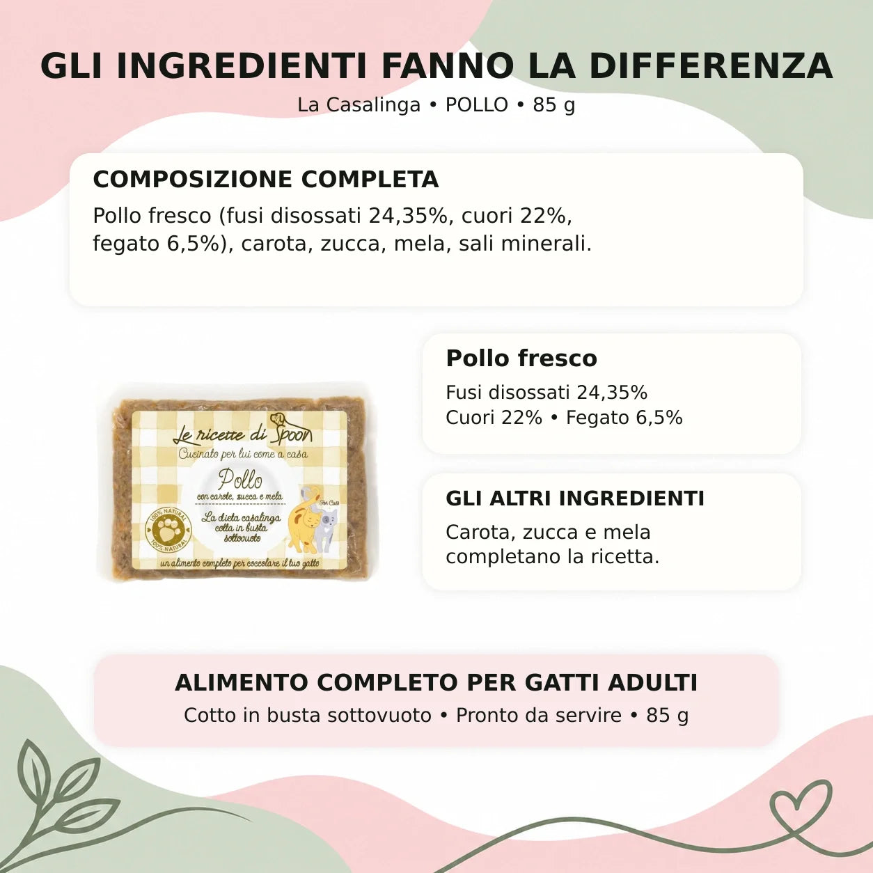 La Casalinga gatto pollo, 85 g – ingredienti e ricetta