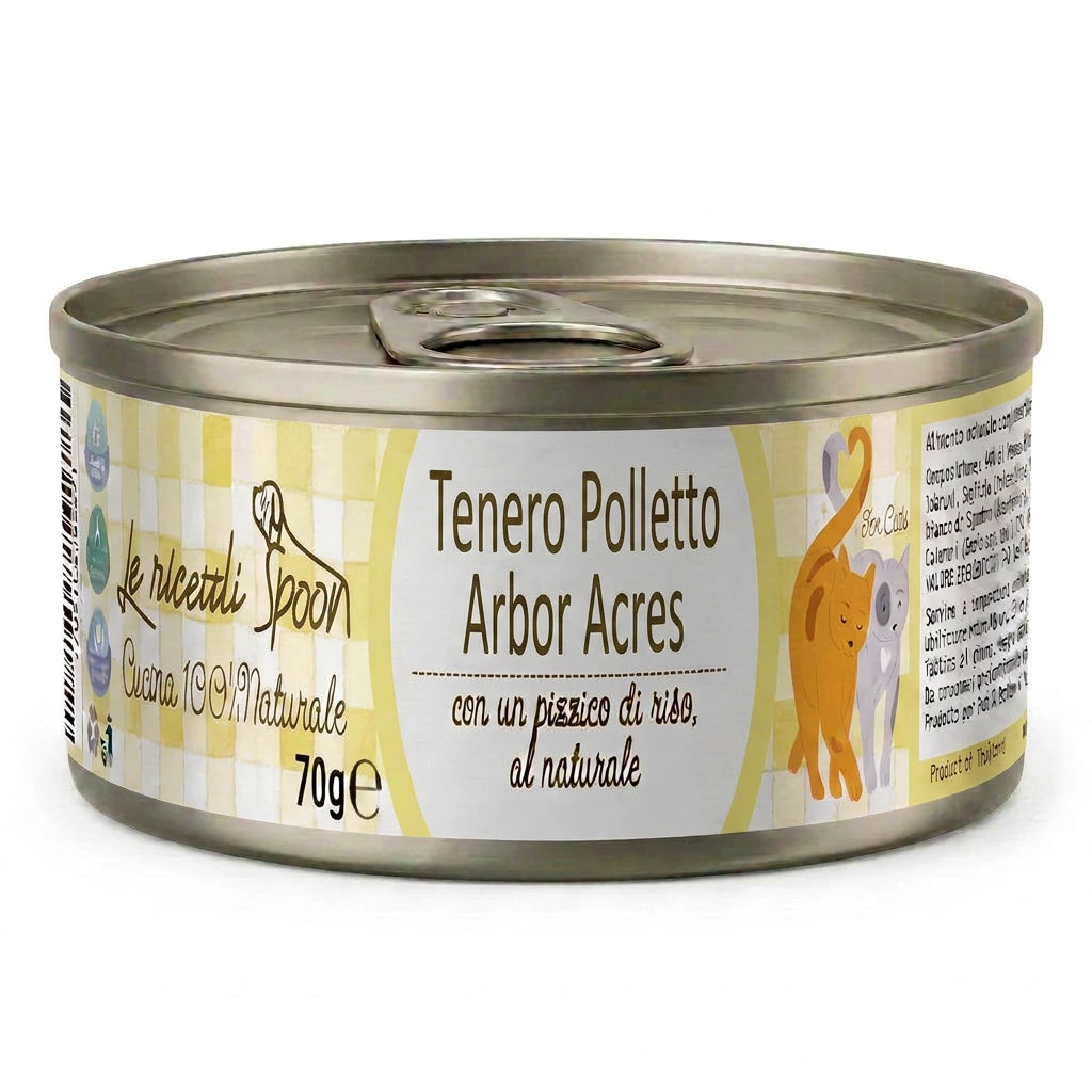Le Ricette Semplici | Umido Naturale | Tenero Polletto Arbor Acres, acqua di cottura ed un pizzico di riso, cotti al vapore in lattina 70 g