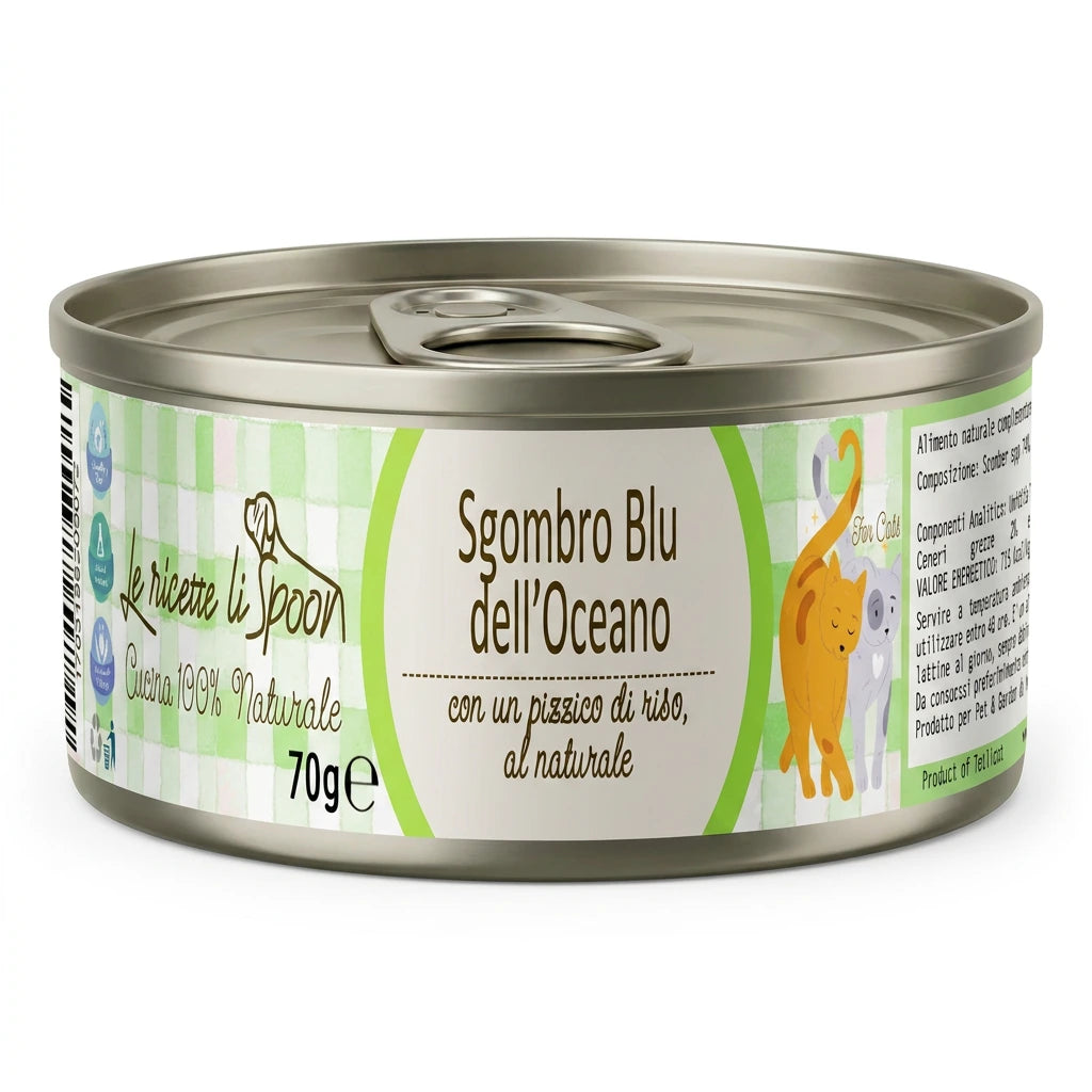 Le Ricette Semplici | Umido Naturale - Sgombro Blu dell'Oceano, acqua di cottura ed un pizzico di riso, cotti al vapore in lattina 70 g