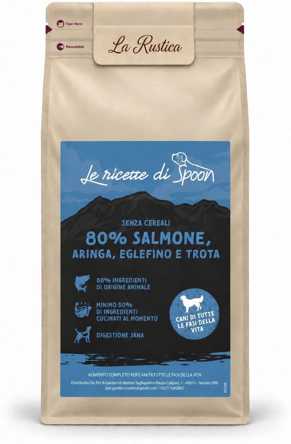 Le Ricette di Spoon La Rustica salmone aringa eglefino trota – sacco su sfondo bianco