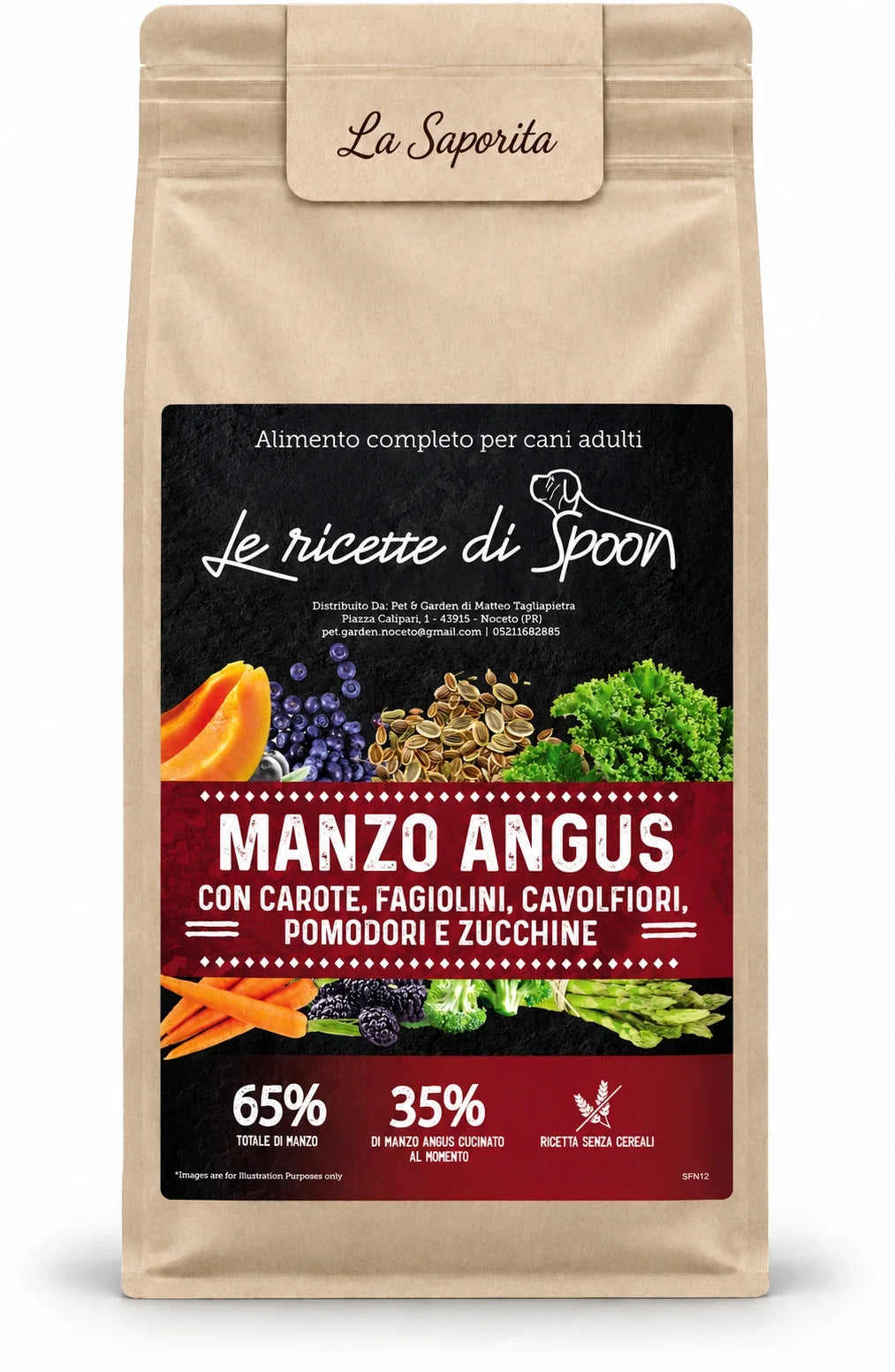 Sacco La Saporita al manzo Le Ricette di Spoon su sfondo bianco