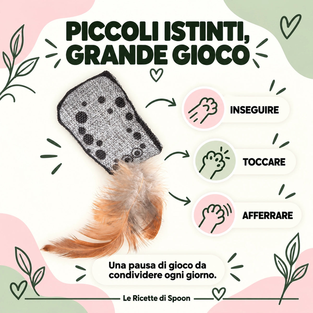 Cuscinetto marino maculato con erba gatta e piume | Le Ricette di Spoon | gioco