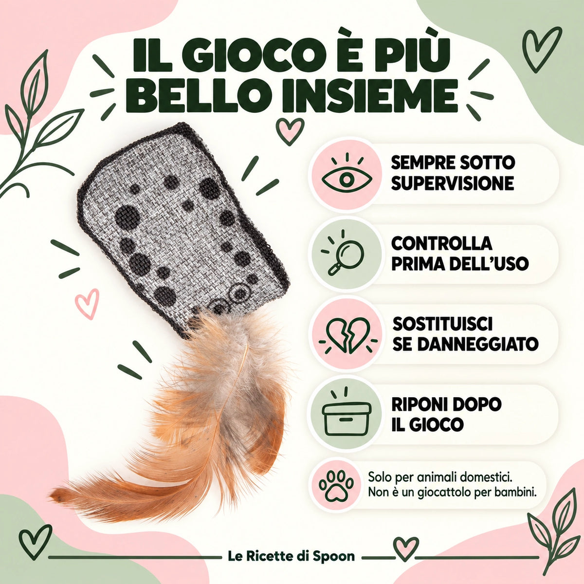 Cuscinetto marino maculato con erba gatta e piume | Le Ricette di Spoon | uso e cura