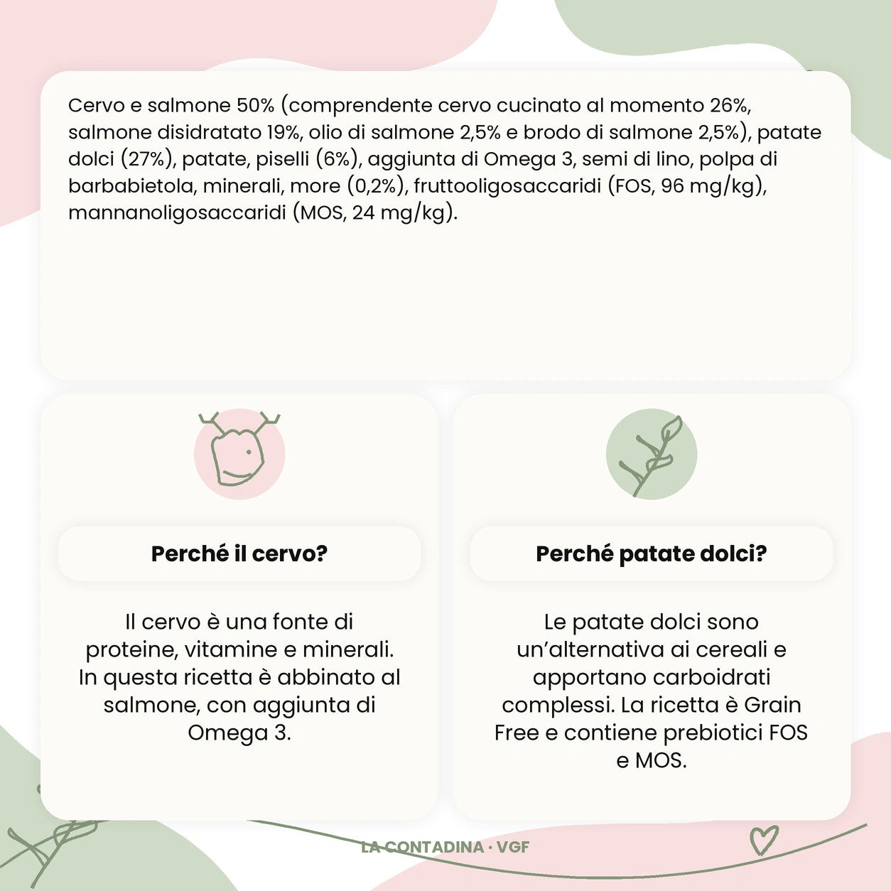 La Contadina - Cervo e salmone - Adulto · taglia media/grande - ingredienti e benefici