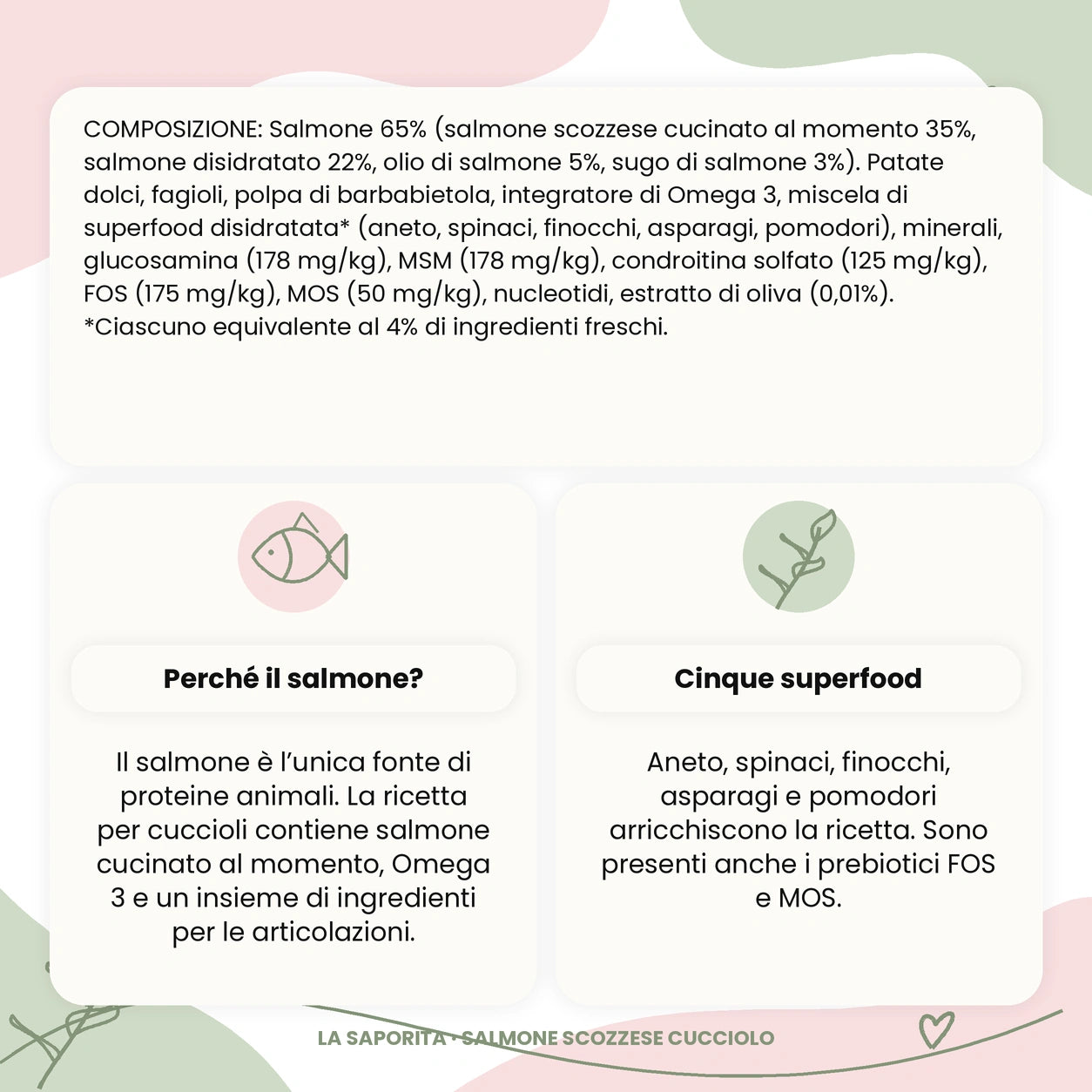 La Saporita salmone scozzese cucciolo: ingredienti e benefici