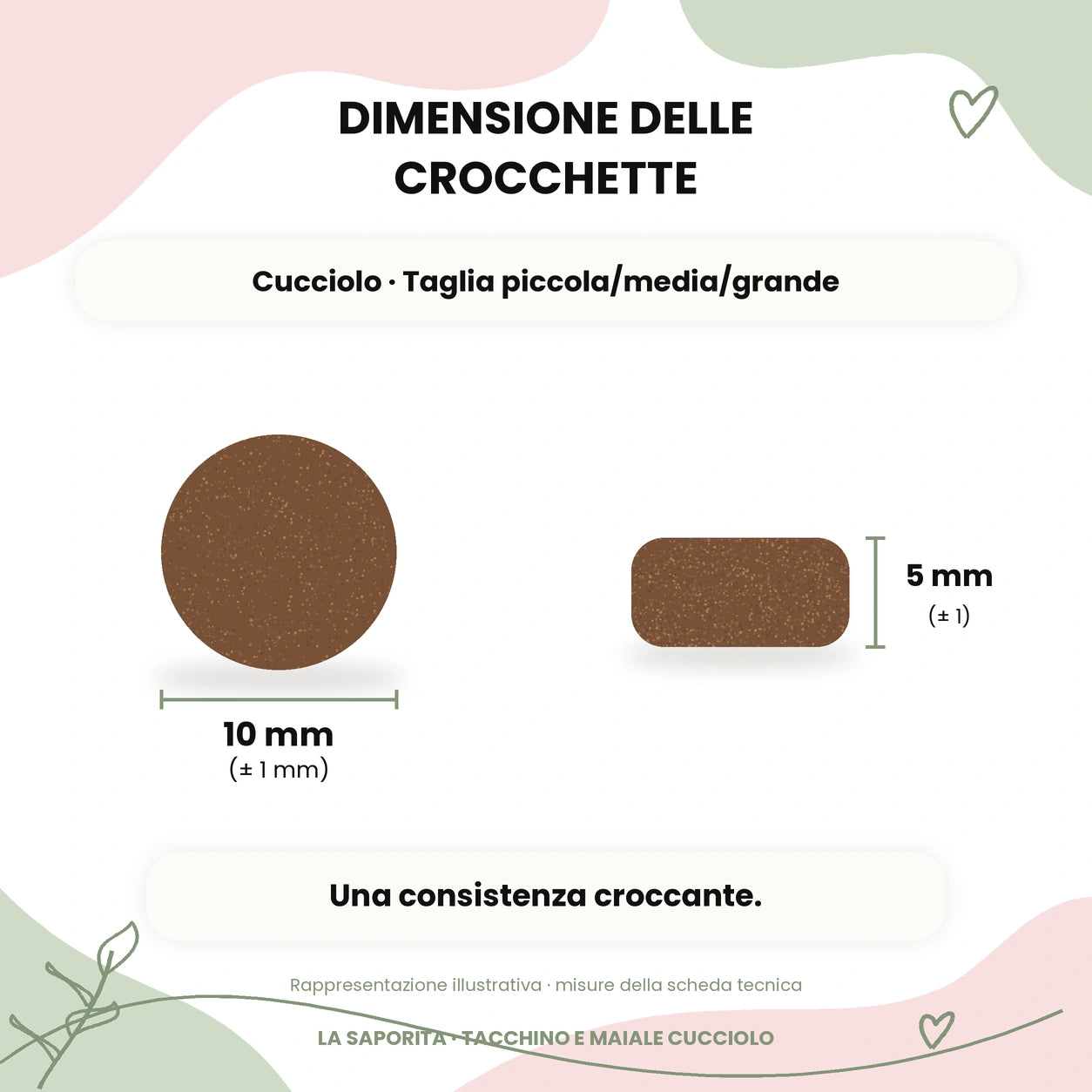 La Saporita tacchino maiale cucciolo: dimensione crocchetta 10 × 5 mm