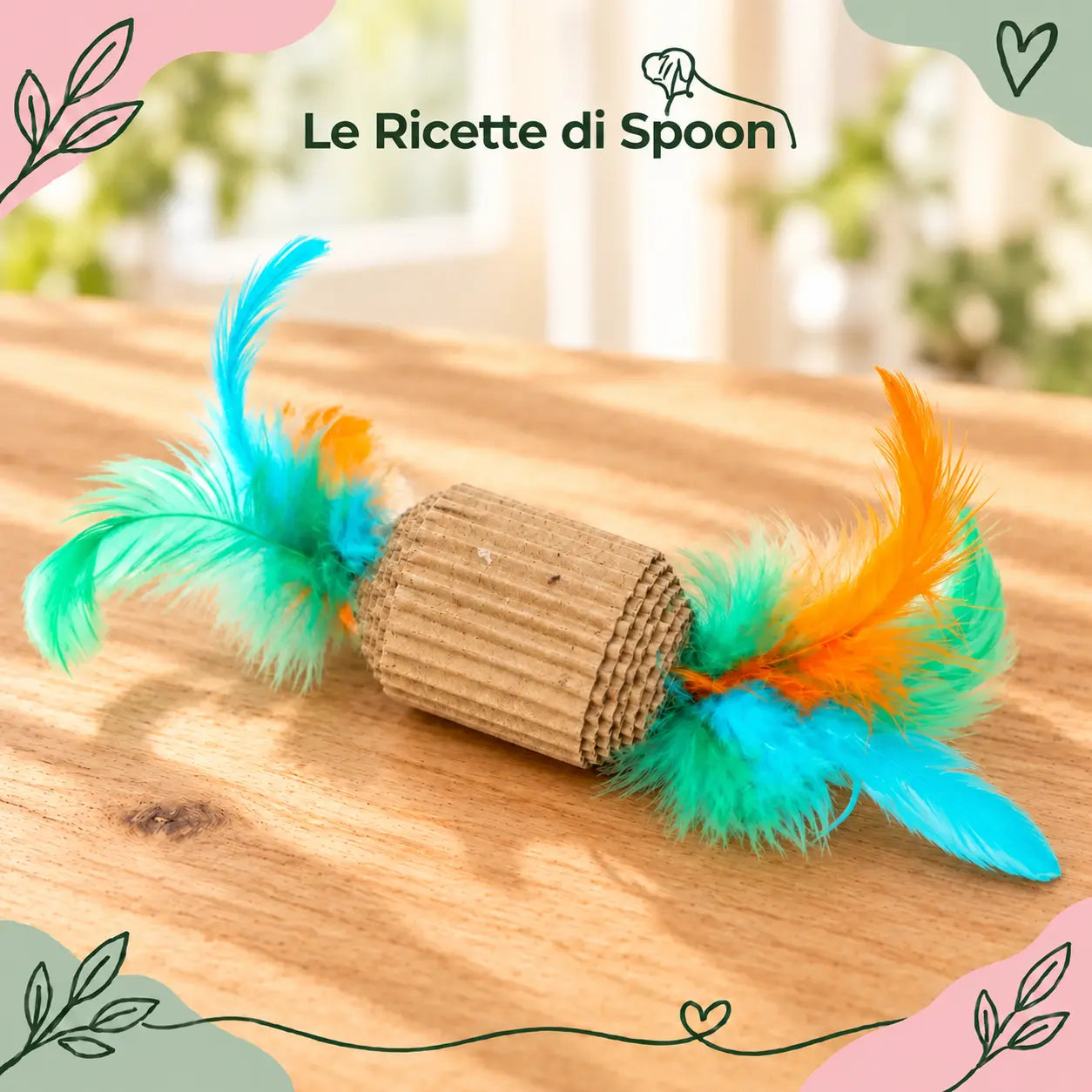 Mini cilindro in cartone con piume | Le Ricette di Spoon | immagine principale con testo lineare