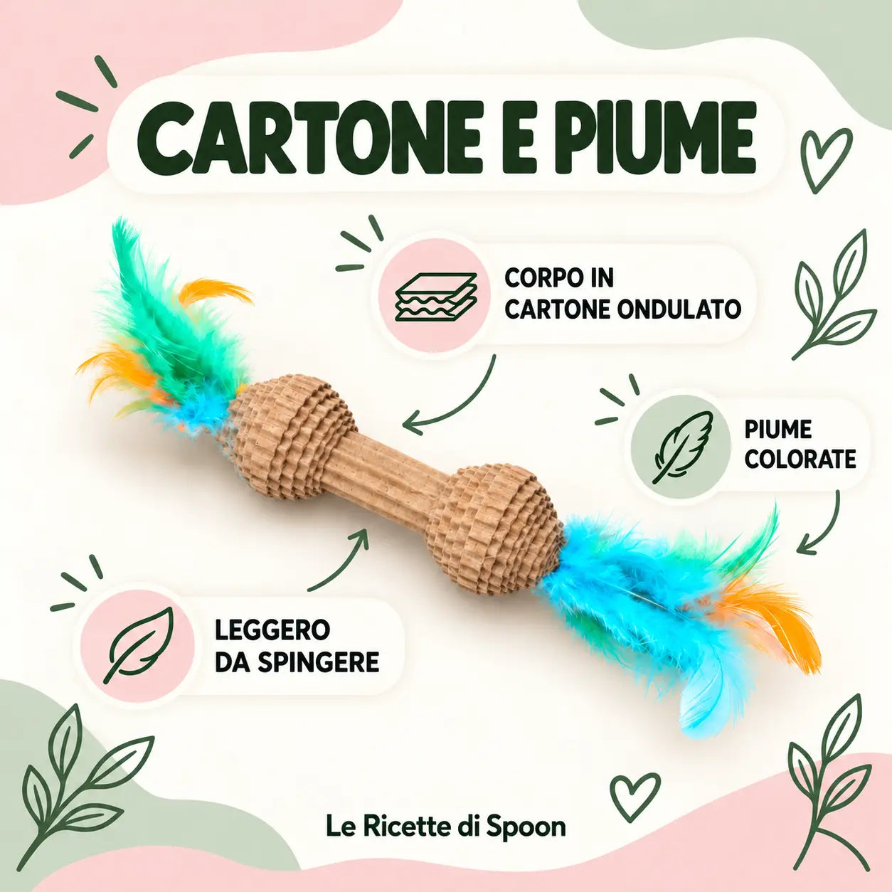 Mini osso in cartone con piume | Le Ricette di Spoon | infografica 1 con testi lineari