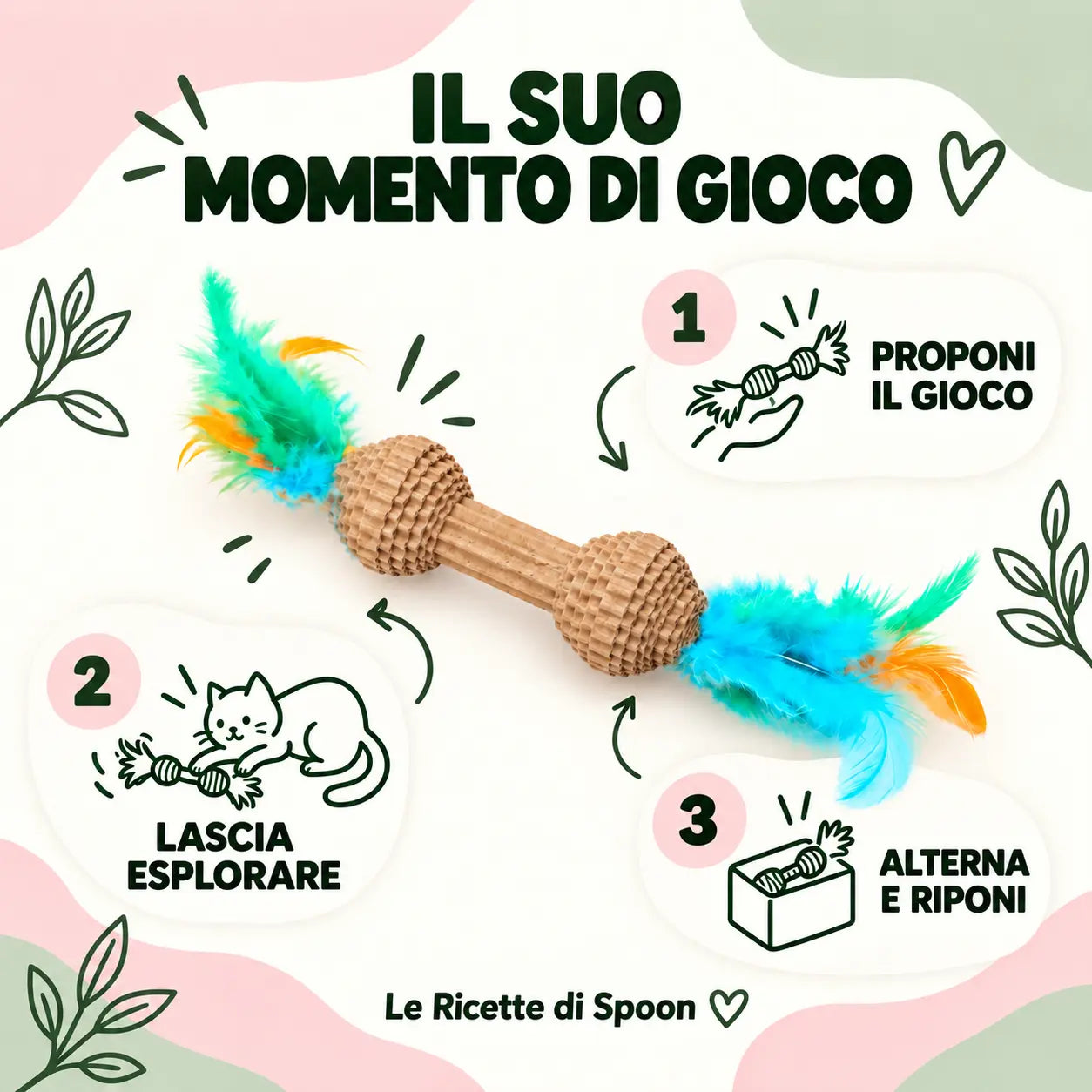 Mini osso in cartone con piume | Le Ricette di Spoon | infografica 3 con testi lineari
