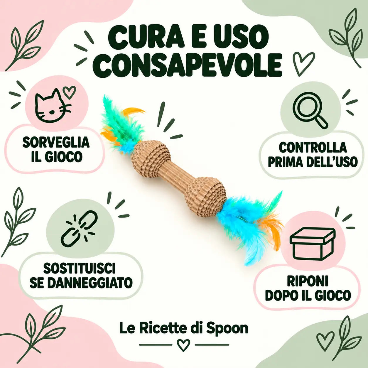 Mini osso in cartone con piume | Le Ricette di Spoon | infografica 4 con testi lineari