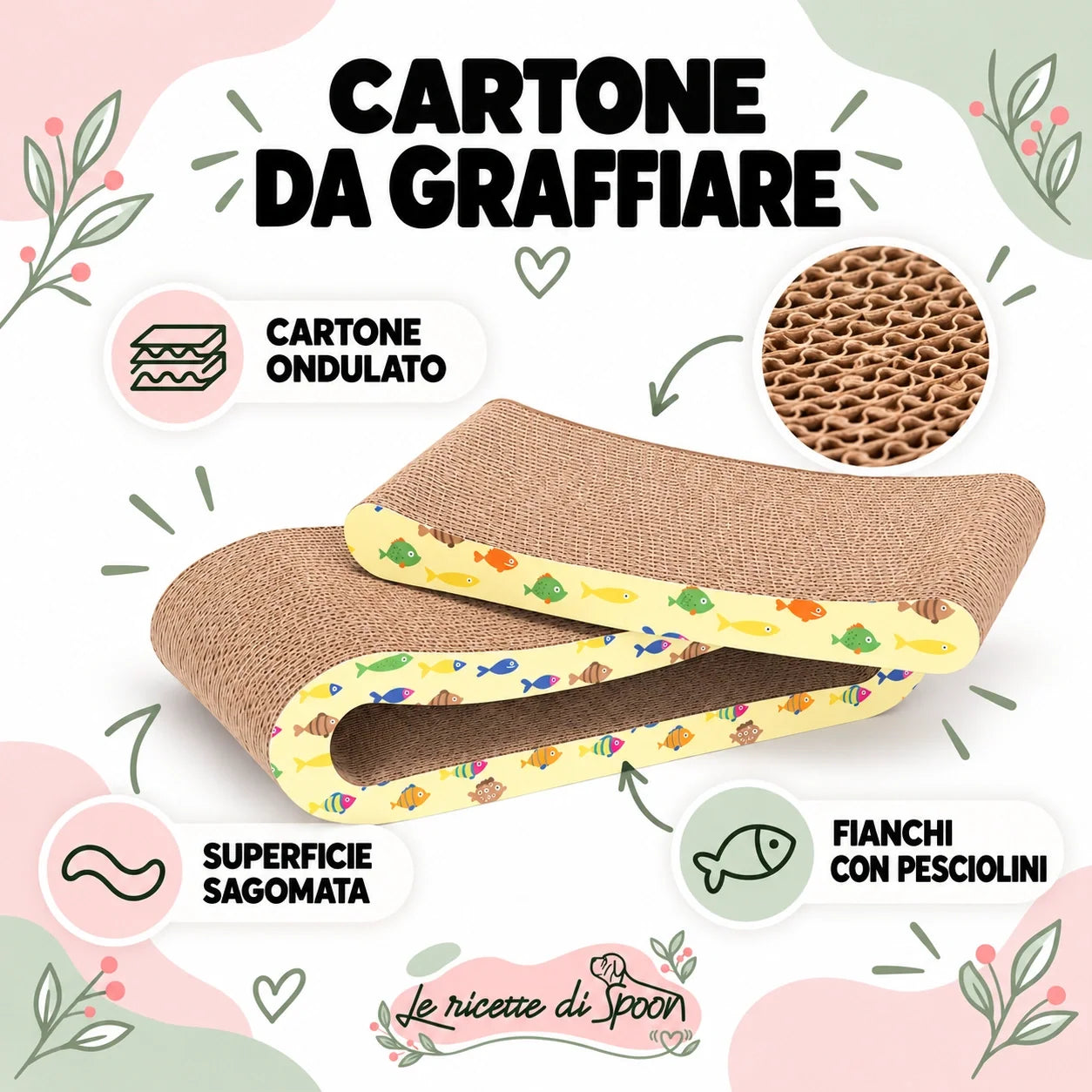 Cartone ondulato e fianchi con pesciolini
