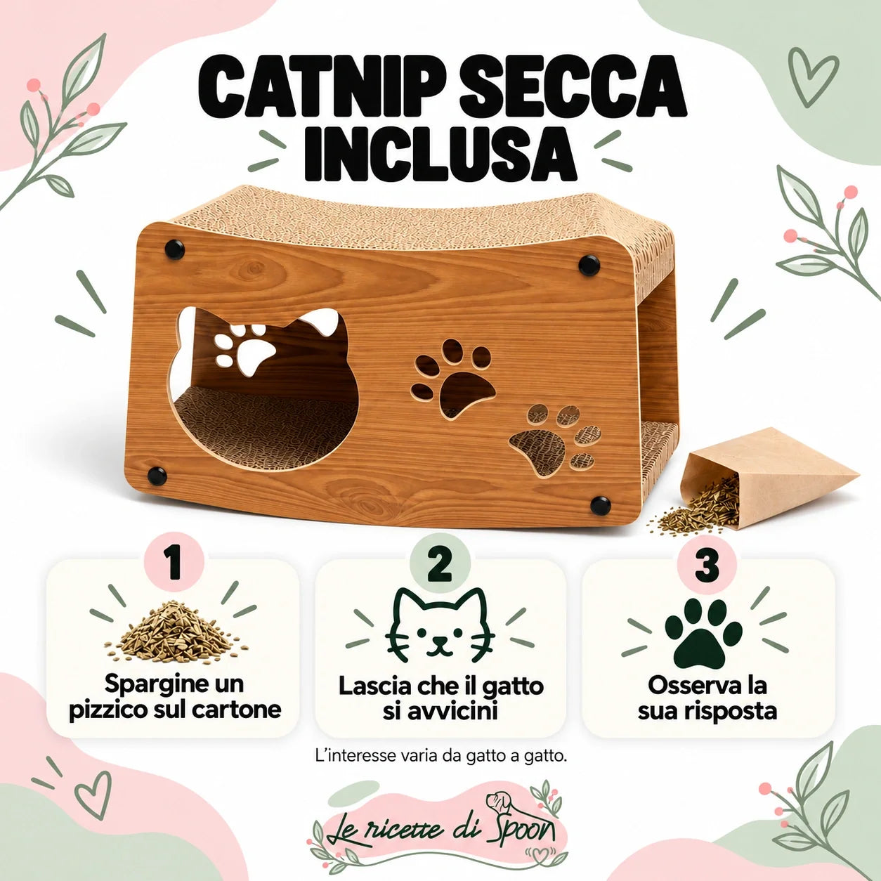 Tiragraffi rifugio — catnip secca inclusa