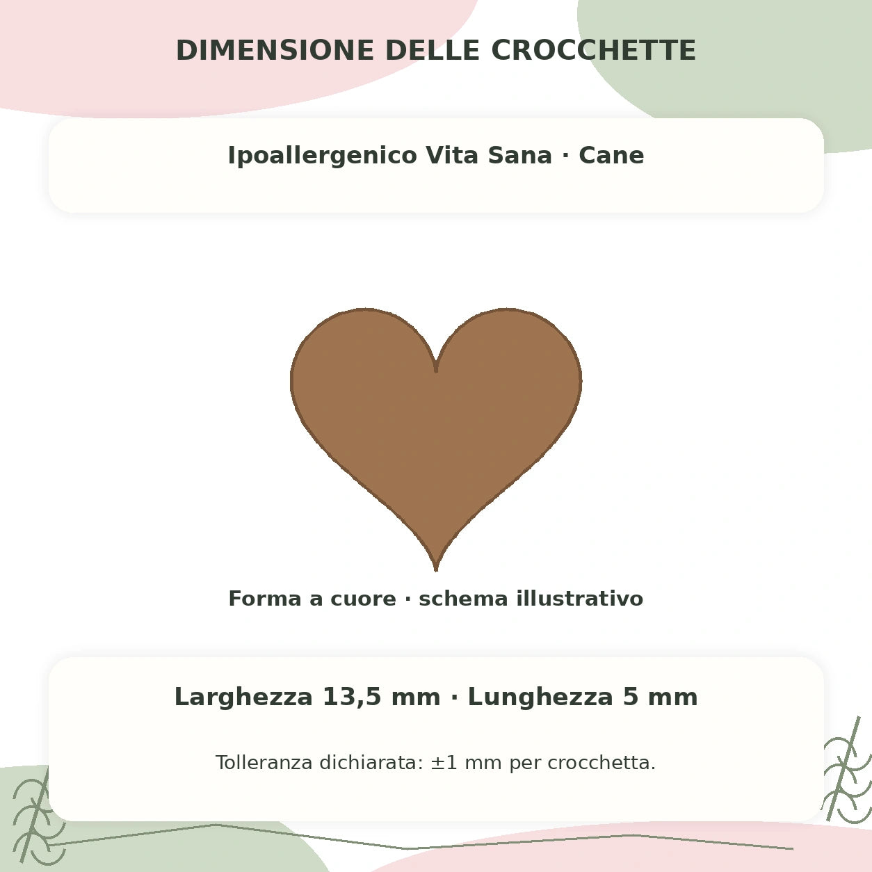 Forma e dimensioni dichiarate delle crocchette cane vita-sana