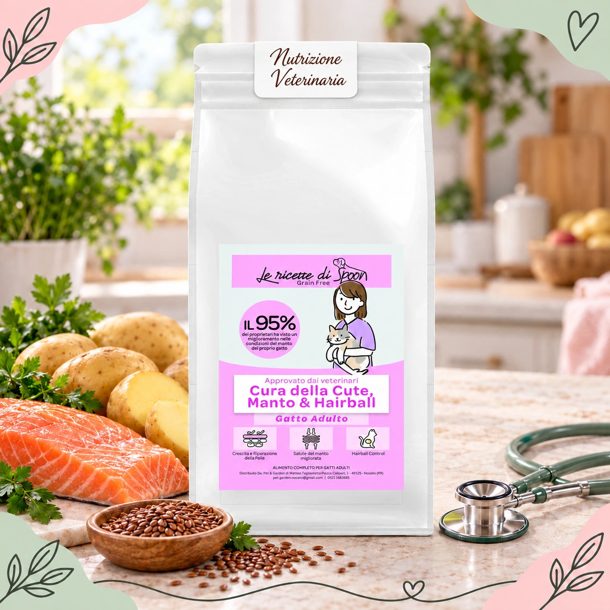 Nutrizione Veterinaria gatto – Cute, manto e hairball: ambientata