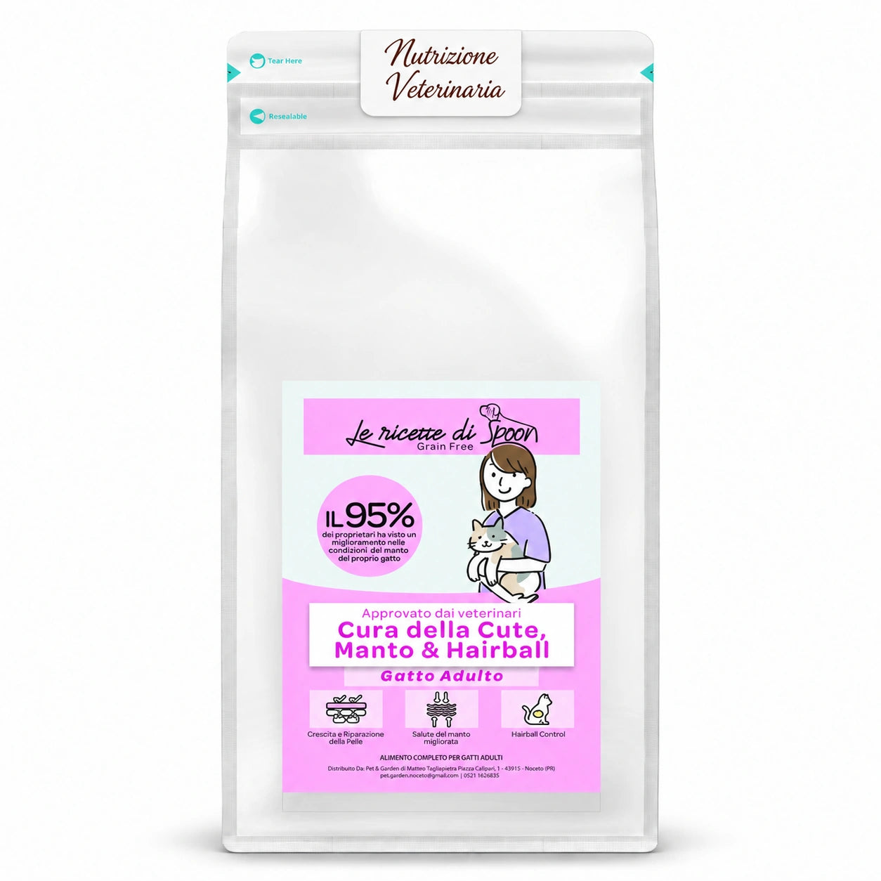 Nutrizione Veterinaria gatto – Cute, manto e hairball: sfondo bianco