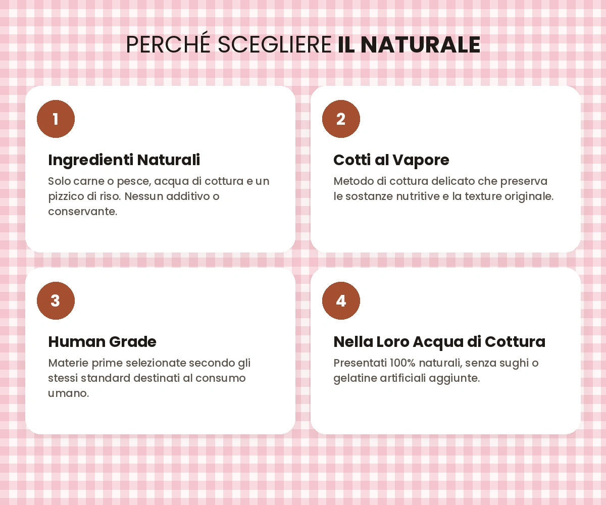 Box degustazione 12 gusti (12x70gr) umido naturale - Carne o Pesce, acqua di cottura ed un pizzico di riso, cotti al vapore in lattina