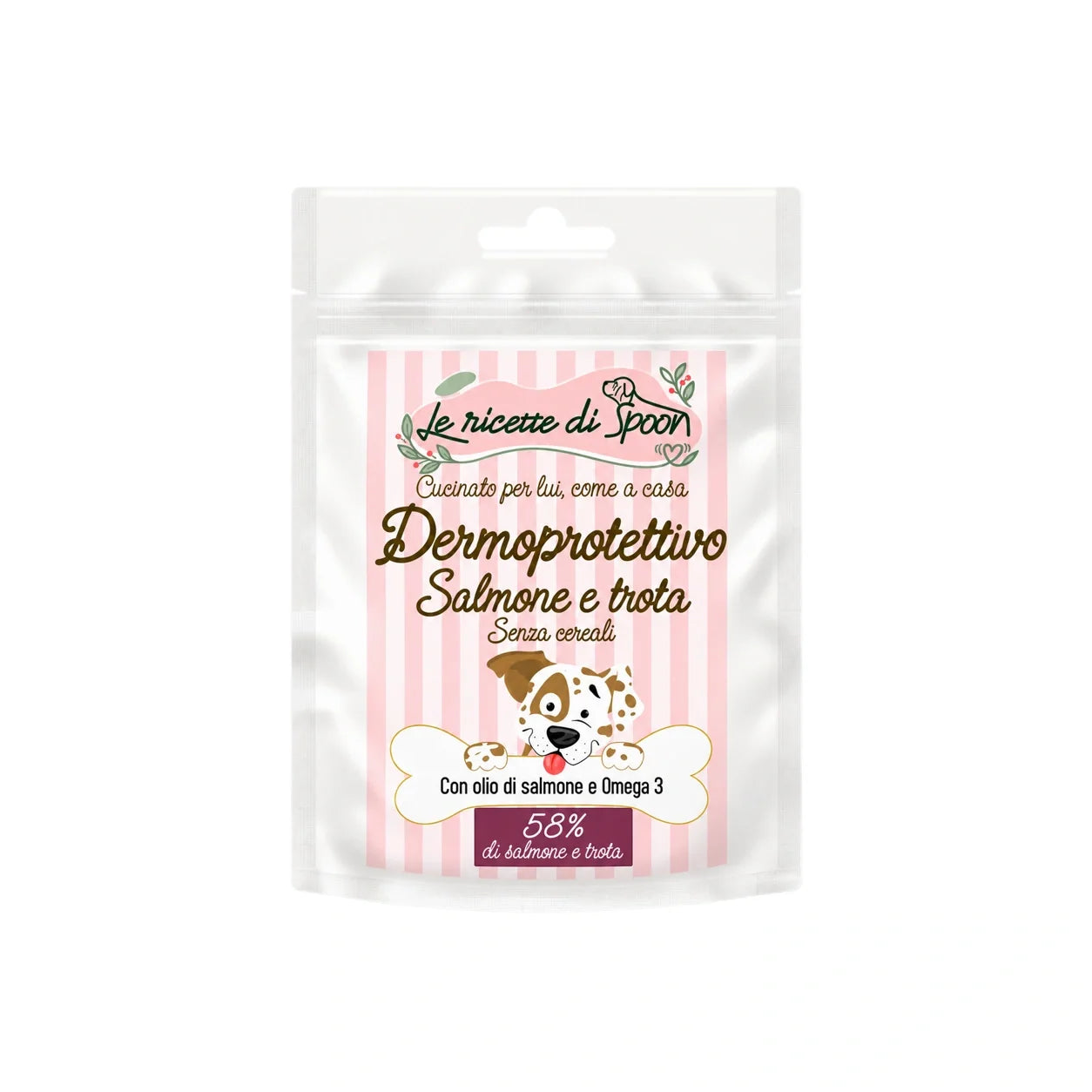 Dermoprotettivo – Snack per cane senza cereali – 70 g – Foto confezione su fondo bianco