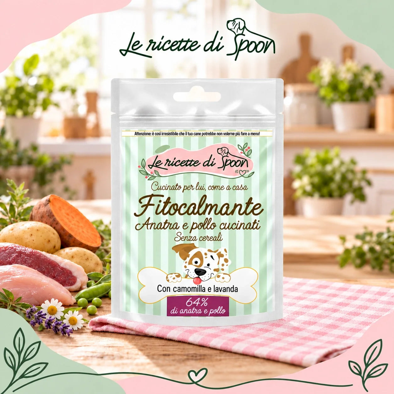 Fitocalmante – Snack per cane senza cereali – 70 g – copertina stile Spoon